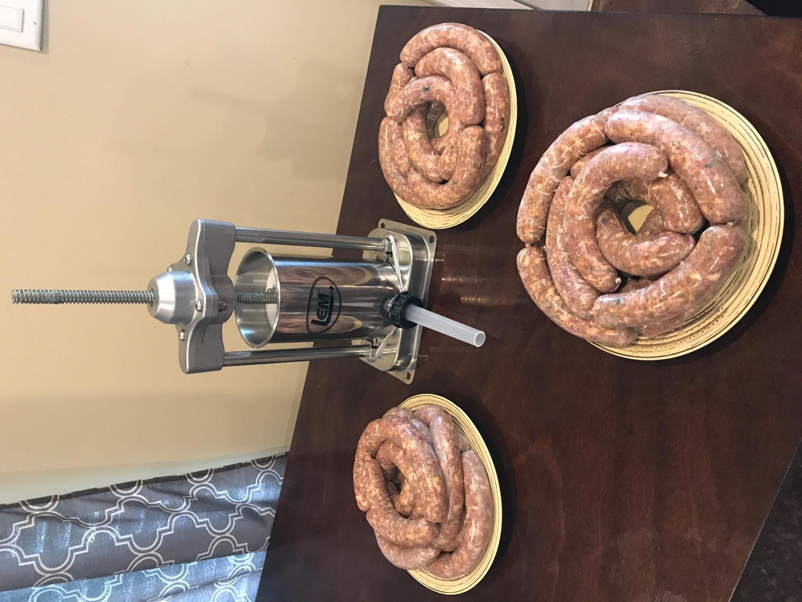 LEM Products MightyBite 5 lb Sausage Stuffer, Professional Design, Stainless Steel, Includes Clamps & Stuffing Tubes, Removable Cylinder, Air-Release Piston, Meat Stuffer Machine for Home Use customer photo 1