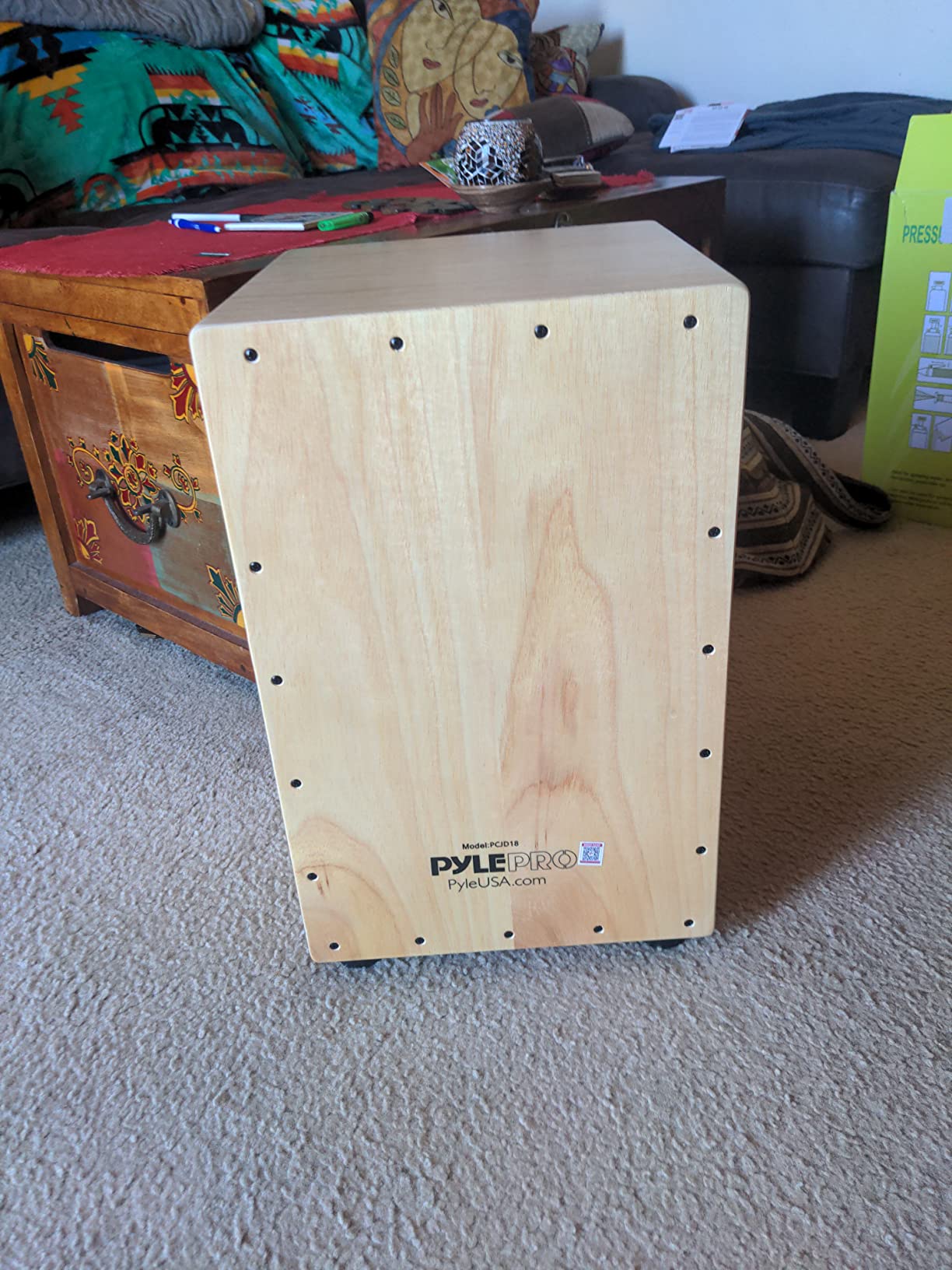 Pyle Jam - Wooden Cajon - Handcrafted Stringed Lightweight Percussion Box With Internal Guitar Strings, Rubber Capped Feet, Suitable For All Ages customer photo 2