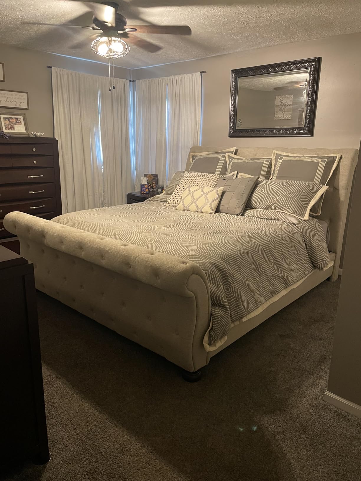 Madison Park Signature Queen Comforter Set Removable Duvet Insert Grey 8PC | Luxury Jacquard Comforter, Oversized Overfilled Bedding, Hand-Guided Embroidered Texture Accents, All Season Bed Set customer photo 2