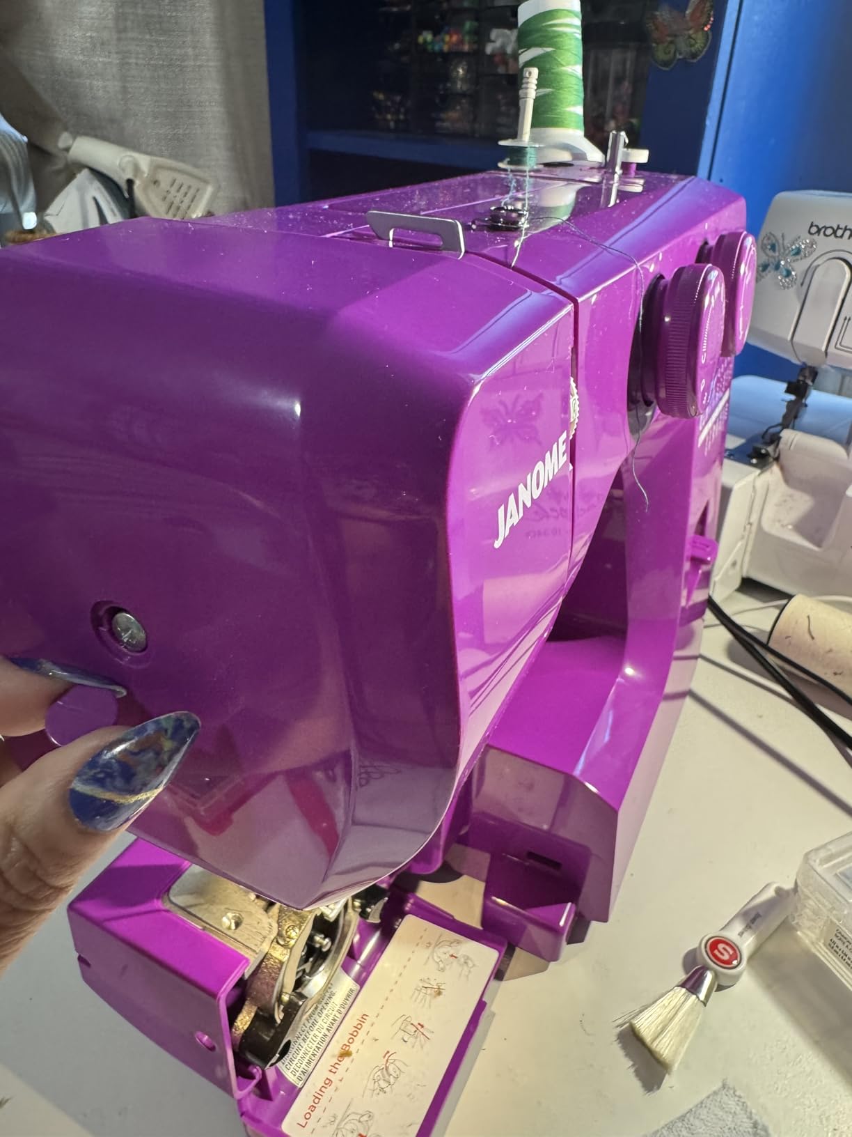 Janome Blue Couture Easy-to-Use Sewing Machine with Interior Metal Frame, Bobbin Diagram, Tutorial Videos, Made with Beginners in Mind! customer photo 1