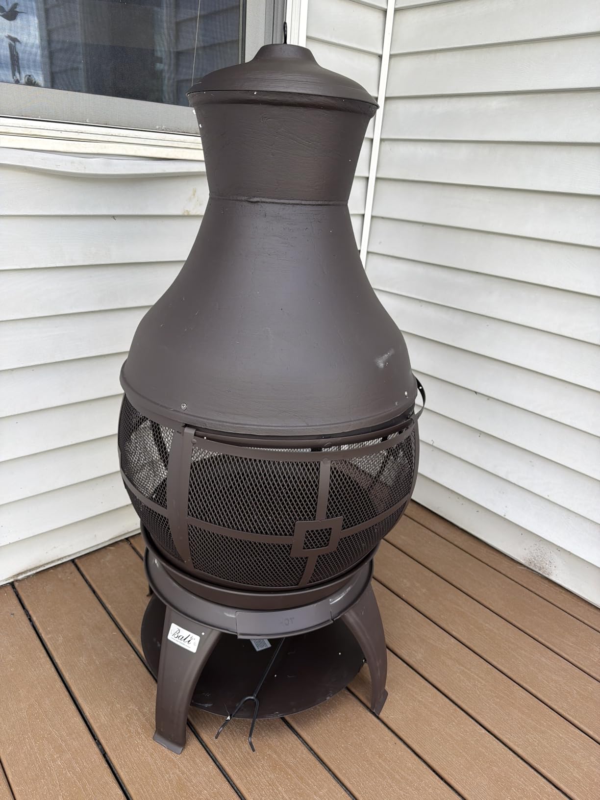 BALI OUTDOORS Chiminea Outdoor Fireplace, Outdoor Wood Burning Fire Pits for Backyard, Garden, Camping, Brown-Black | Wood Burning Fire Pit, Metal Patio Heater for Backyard, Garden, Camping for Outside Heating, Brown-Black customer photo 1