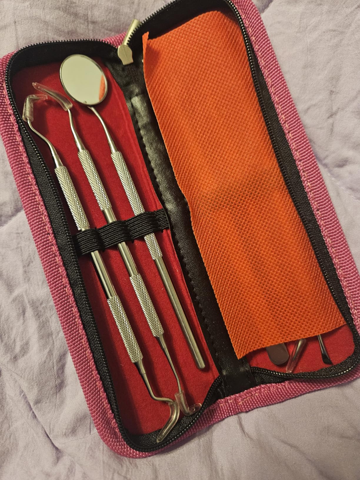 G.CATACC Dental Pick Tools, Plaque Tartar Remover Teeth Cleaning Kit | Deep Cleaning, 6-in-1 Hygiene Kit, Comfort Grip, Stainless Steel, Dishwasher Safe, Easy for Home Use & Pet, Organized Case customer photo 1