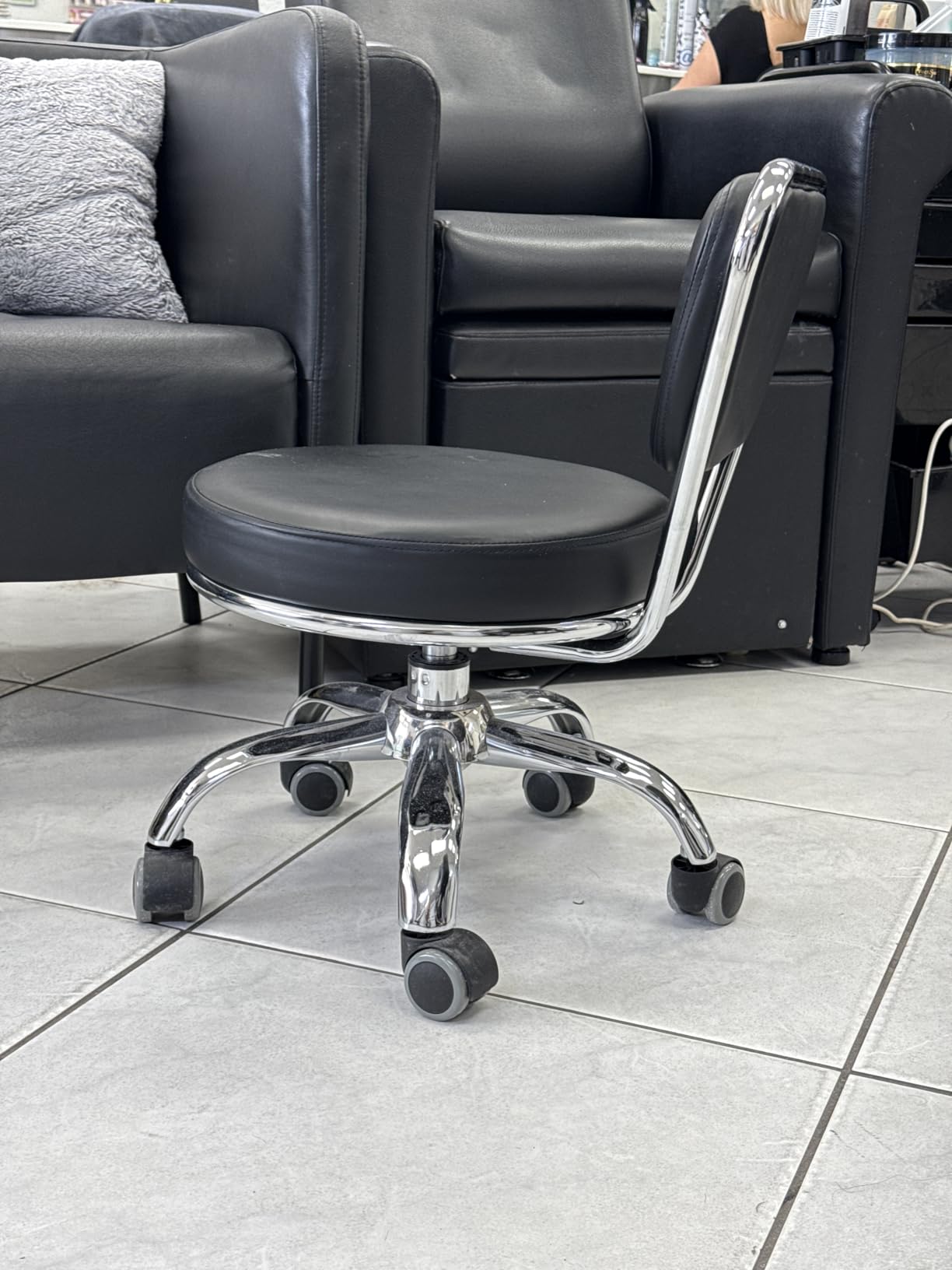 MAYKOBA Salon Nail Pedicure Stool Pedicure Chair Dayton Black Pneumatic, Adjustable, Rolling Salon Furniture & Equipment customer photo 2