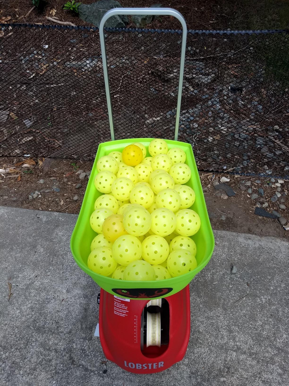 Lobster Sports Pickleball Machine - Full-Featured - Adjustable Topspin, Backspin, & Lobs, Random Oscillation, Ball Speed (20-60MPH), Lightweight & Portable, Holds 125 Balls, with Multi-Function Remote customer photo 1
