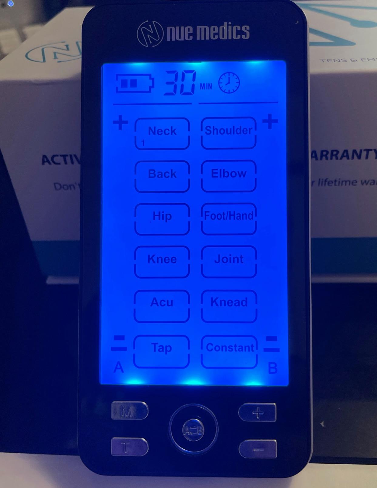 NueMedics Tens Unit Machine Pulse Massager for Pain Relief, 24 Massage Modes, Rechargeable Muscle Stimulator Device with 10 Pads customer photo 1