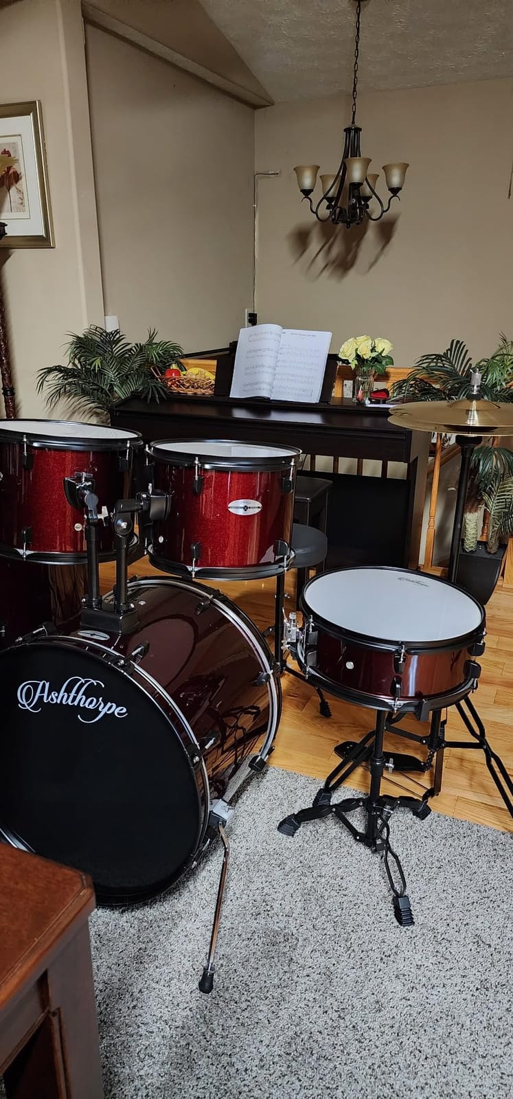Ashthorpe 5-Piece Complete Full Size Adult Drum Set with Remo Batter Heads - Black customer photo 1