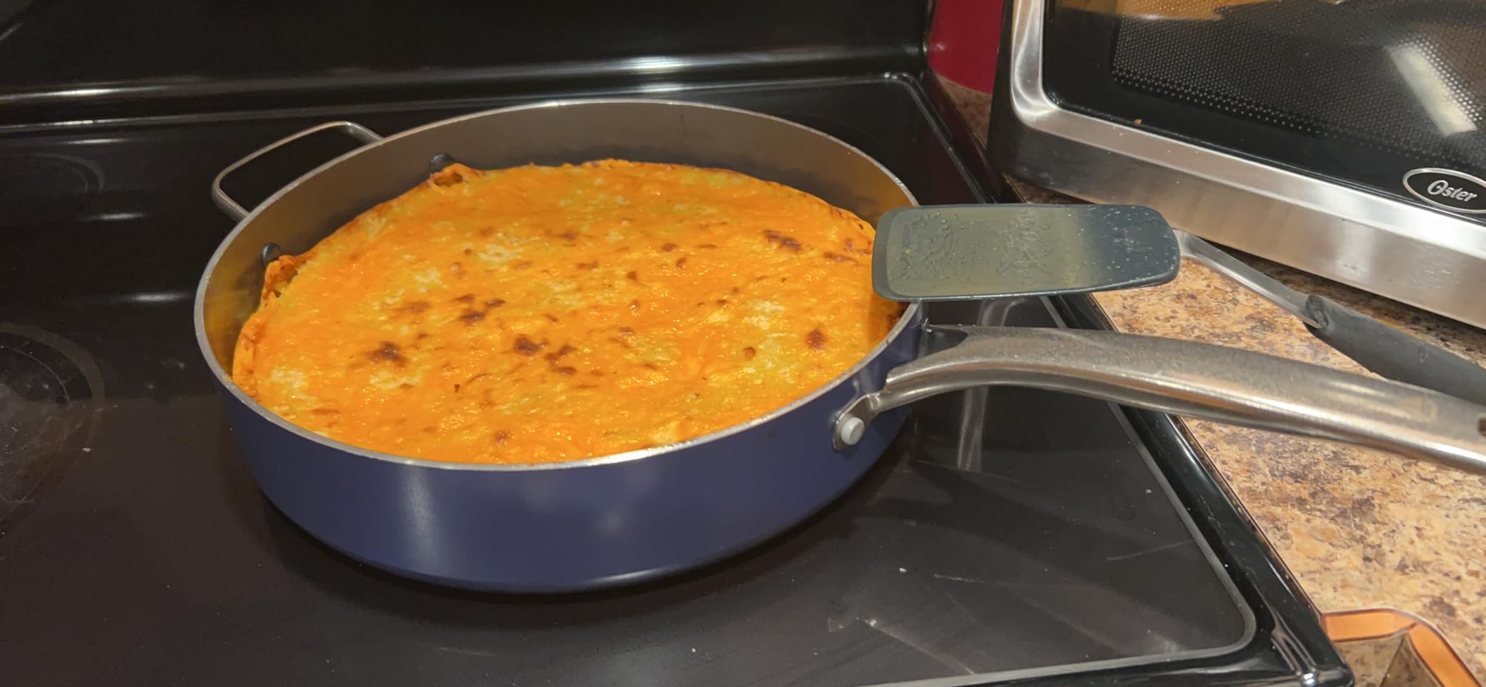 Blue Diamond 5QT PFAS-Free Ceramic Nonstick Sauté Pan with Lid, Blue | Jumbo Cooker Skillet, Metal Utensil Safe, Glass Lid, Dishwasher Safe & Oven Safe to 600°F customer photo 2