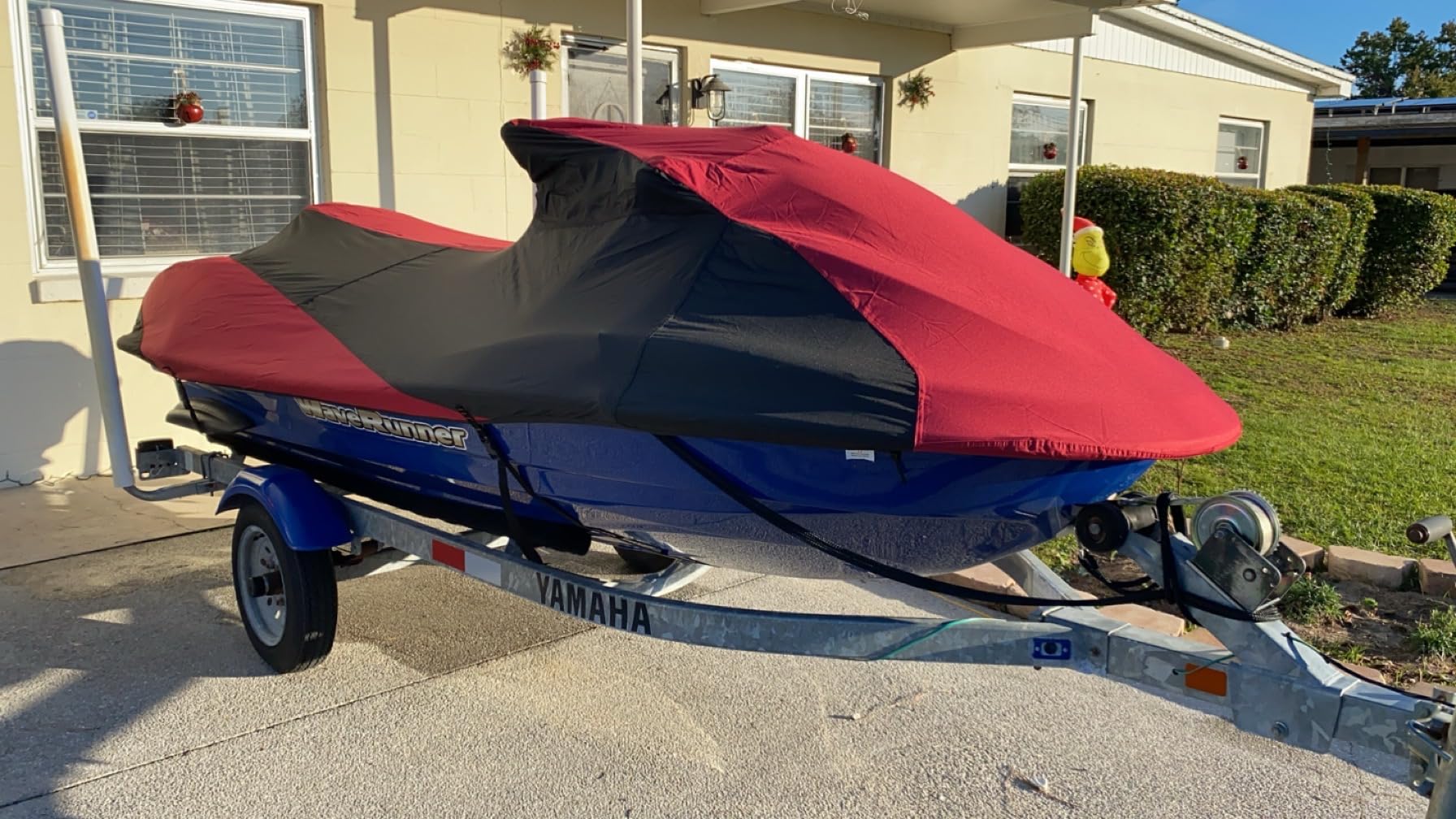 AllGuard Weatherproof Max Jet Ski Cover, Heavy Duty 600D Marine Grade Polyester, Protects from Rain, Sun, UV & More - Gray/Black (Fits Jet Ski Length: 135