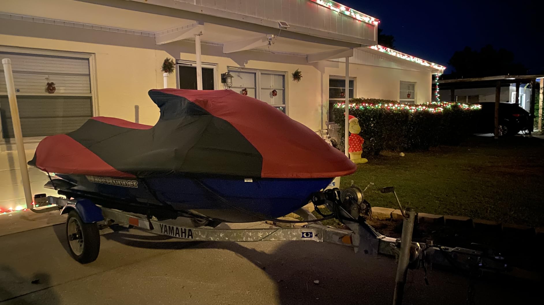 AllGuard Weatherproof Max Jet Ski Cover, Heavy Duty 600D Marine Grade Polyester, Protects from Rain, Sun, UV & More - Gray/Black (Fits Jet Ski Length: 135