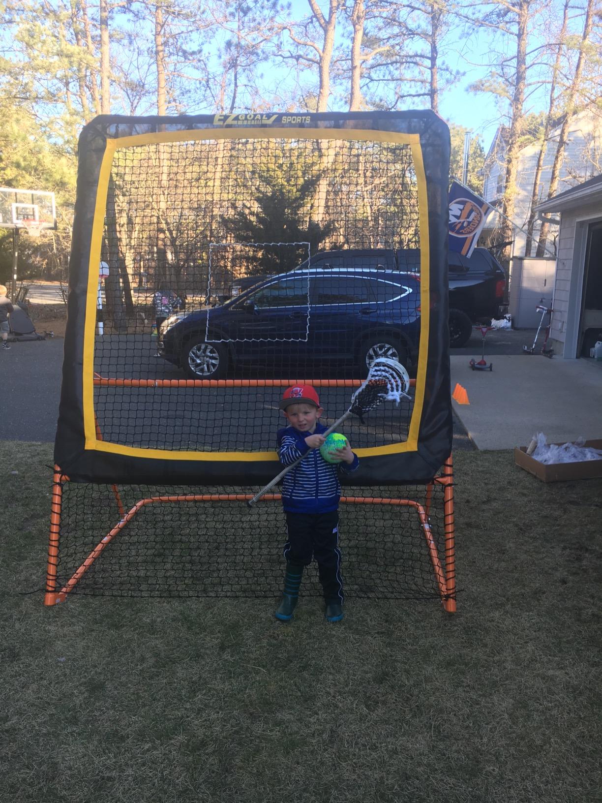 EZGoal 8'X6' Professional Folding Lacrosse Rebounder | LAX Throwback to Practice Your Passes and Catches, Orange customer photo 1