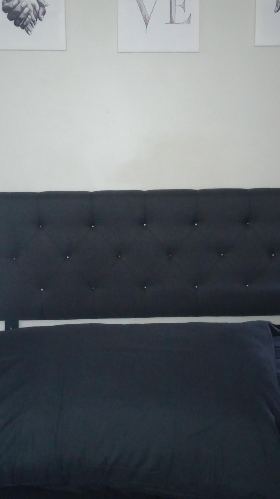 Lucid Mid-Rise Upholstered Headboard - Diamond Tufted, Padded Polyester, Adjustable Height, Stone, Queen customer photo 1