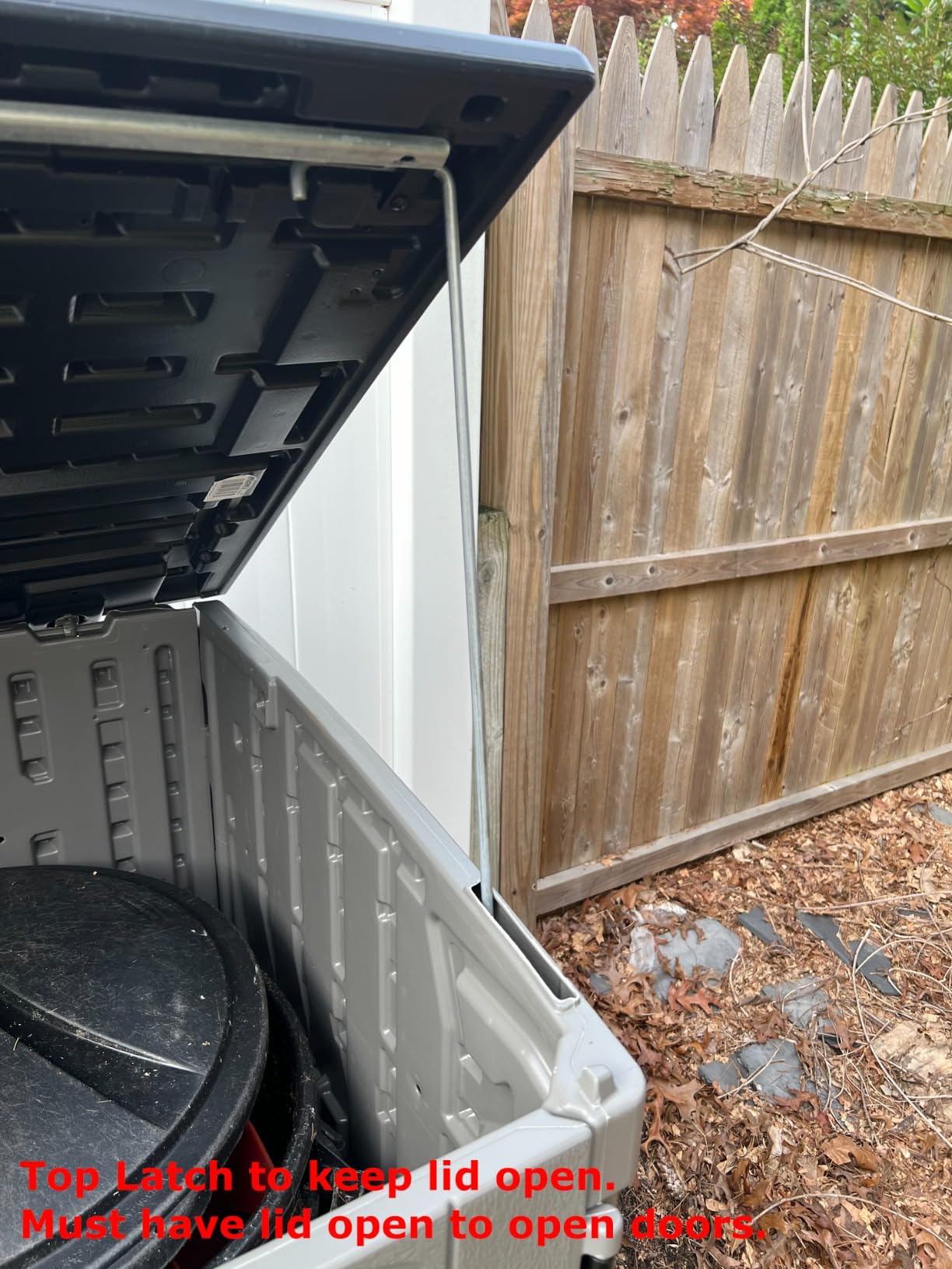 Suncast 34 Cu Ft Horizontal Resin Storage Shed - Outdoor Storage Shed with Floor Included, Lockable, Weatherproof, Fits Small to Medium Trash Cans, Generators, & Garden Tools, Stoney Black customer photo 1