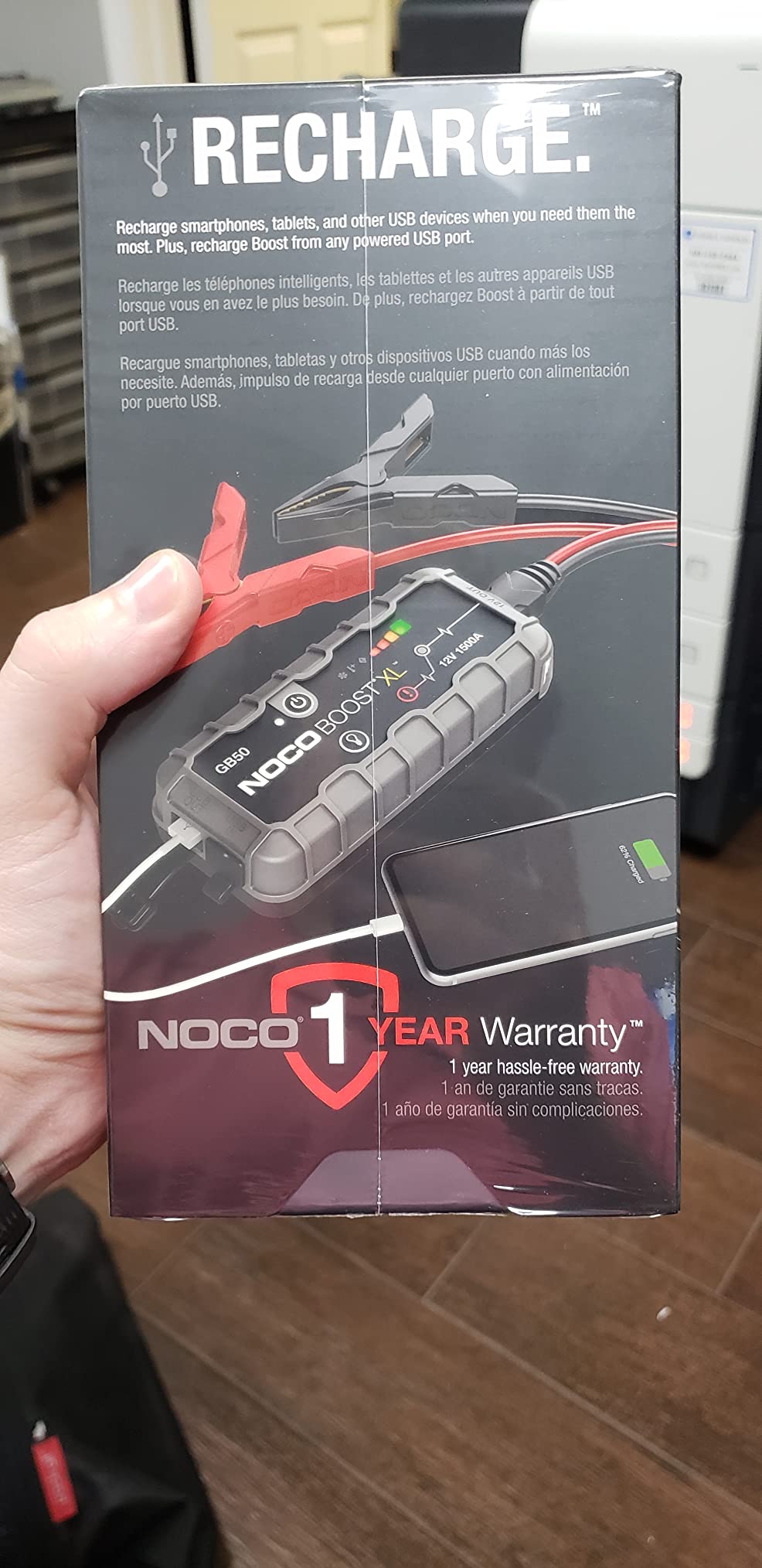 NOCO Boost GB50: 1500A UltraSafe Jump Starter - 12V Lithium Battery Booster Pack, Portable Jump Box, Power Bank & Jumper Cables - for 7.0L Gas and 4.5L Diesel Engines customer photo 2