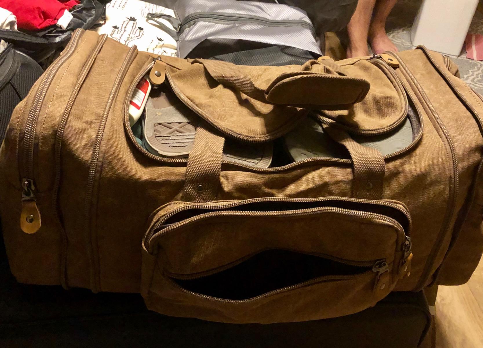 Gonex Canvas Duffle Bag, Expandable 60L Travel Overnight Weekender Bag customer photo 1