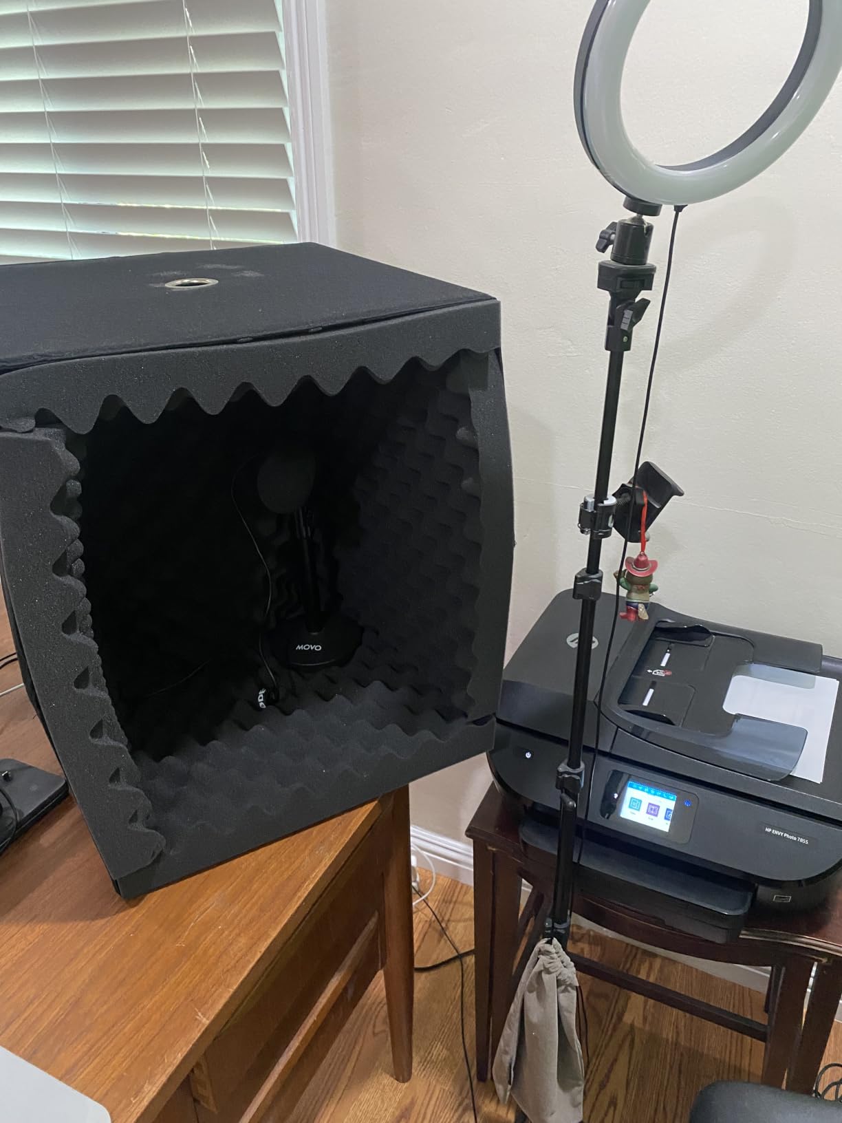 TroyStudio Portable Vocal Booth, Large Foldable Microphone Isolation Shield, Music Recording Studio Sound Echo Absorbing Box, Desk & Stand Use Reflection Filter with Thickened Dense Acoustic Foam customer photo 1
