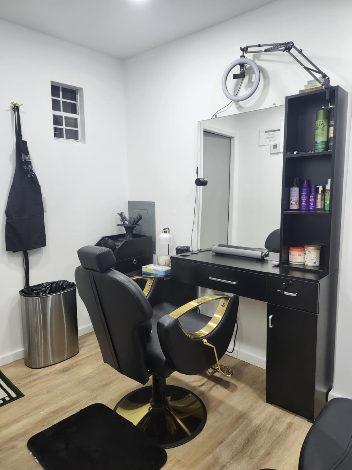 BarberPub Wall Mount Salon Station with 3 Hair Dryer Holders Hair Styling Station with Mirror Beauty Salon Spa Equipment Set 3026 (White) customer photo 2