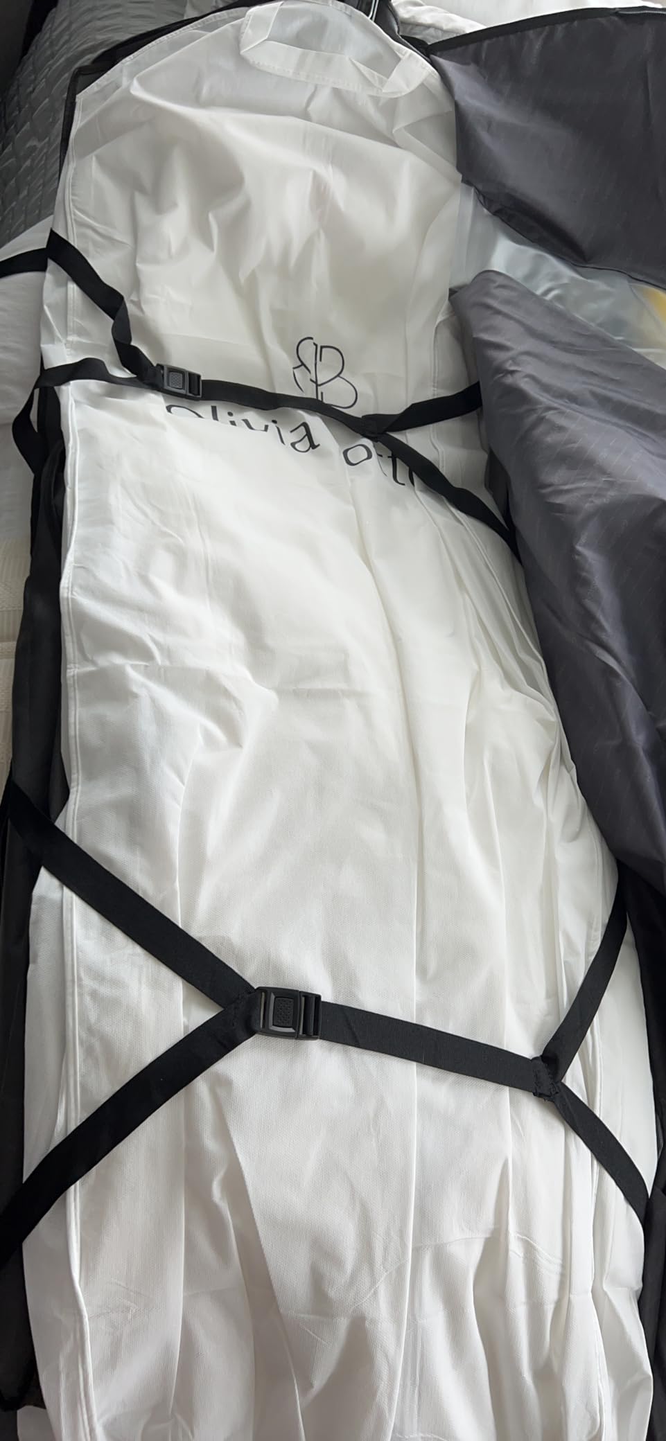 66'' Tri-fold Extra Long Dress Garment Bag, Premium & Breathable Tear-resistant Hanging Suit Cover for Travel and Storage customer photo 2