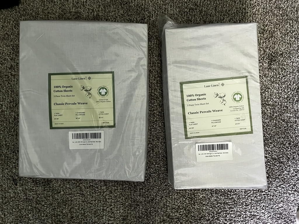 LANE LINEN Queen Sheets 100% Organic Cotton 4pc Percale Cooling - White | Queen Sheet Set, GOTS Certified Organic Cotton Percale - Crisp, Cool & Breathable, For Hot Sleepers, All-Season Comfort customer photo 1