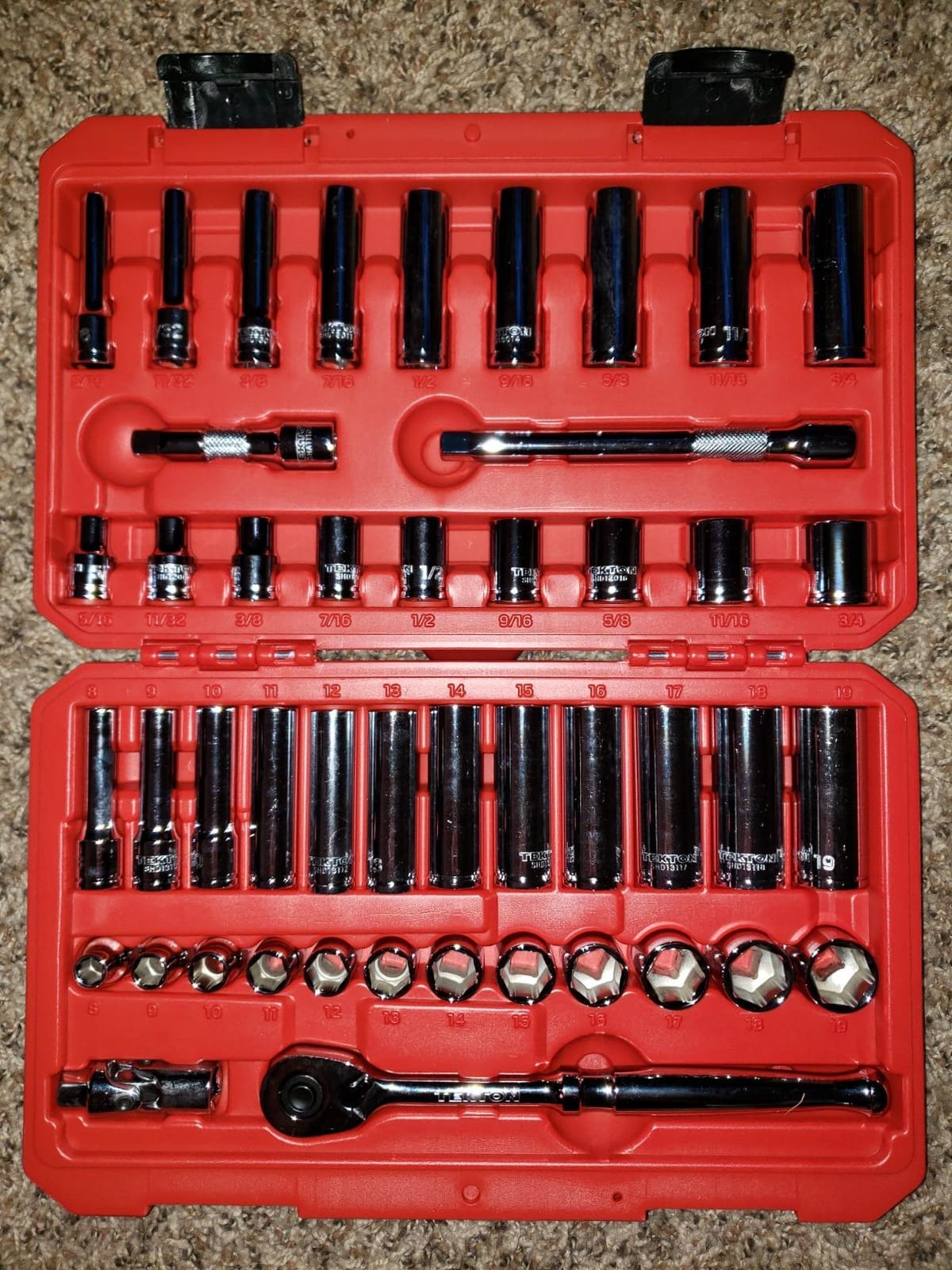 TEKTON 3/8 Inch Drive 6-Point Socket and Ratchet Set, 73-Piece (1/4-1 in., 6-24 mm) | SKT15311 customer photo 1