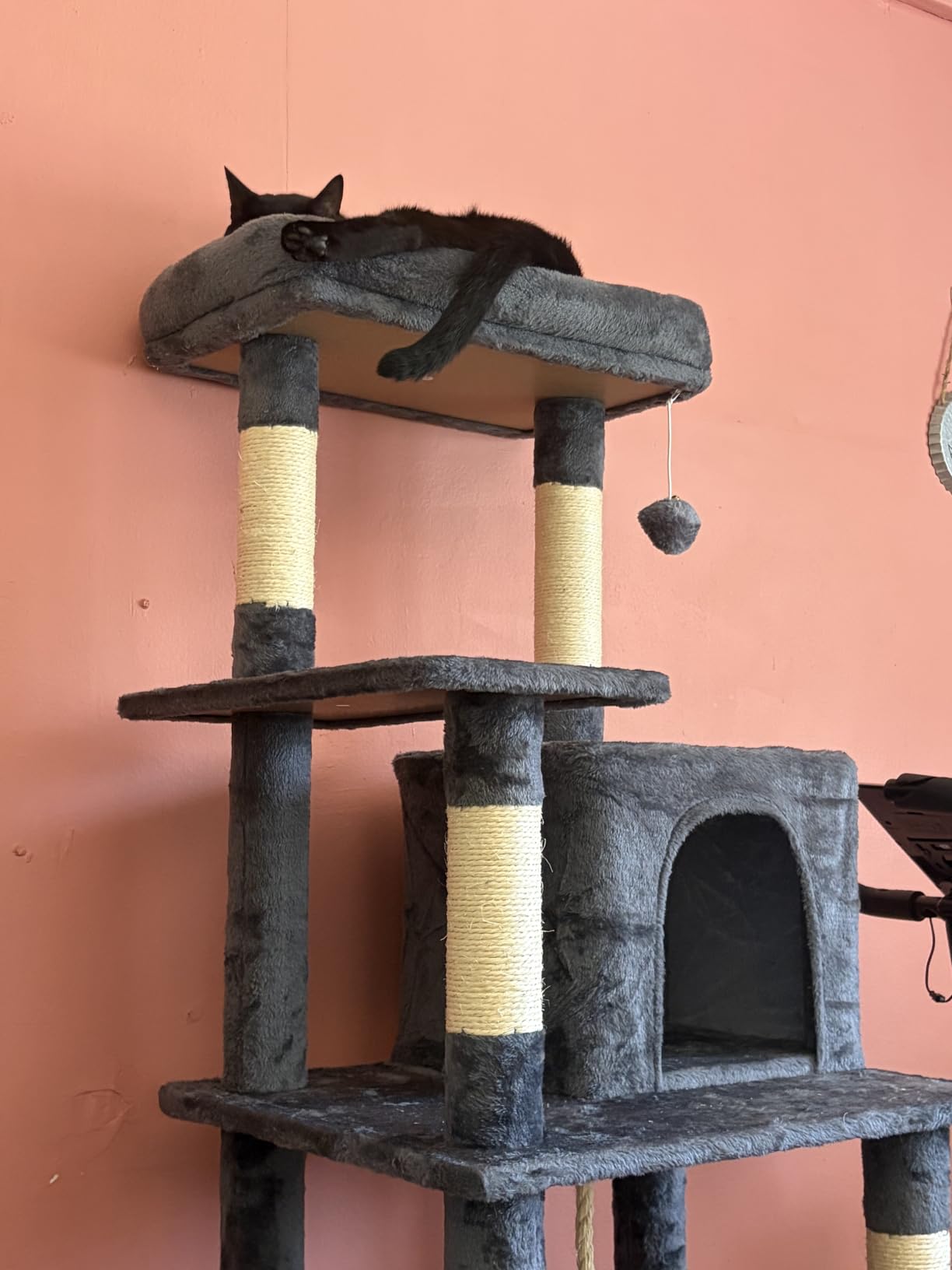 Yaheetech 63in Sturdy Large Cat Tree for Indoor Heavy Cats, Tall Tower | Plush condo, hammock, sisal scratching posts, multi-pet friendly, easy to assemble, stable wide base customer photo 2