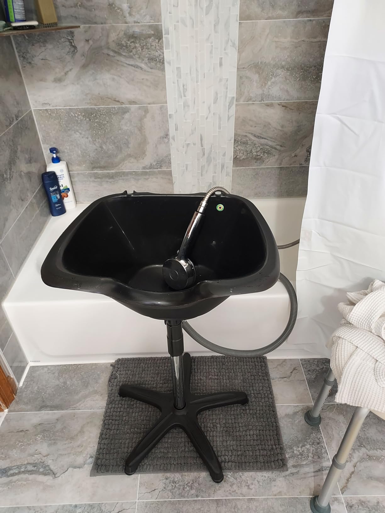 Dompel Portable Shampoo Bowl - Washing Unit & Hair Sink for Salons, Home Care, Seniors & Disabled - Chrome Steel Structure, Adjustable Height, 22L Capacity customer photo 2