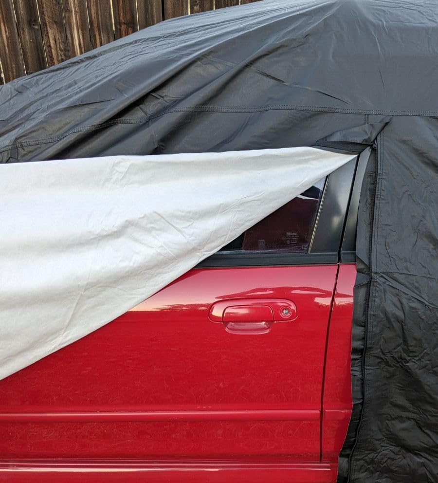Favoto Car Cover Waterproof All Weather Windproof for SUV 188-198 Inches | UV Protection, Soft Cotton Lining, Driver Door Zipper, Reflective Strips and Storage Bag Included with Vehicle Fitment Silver customer photo 2