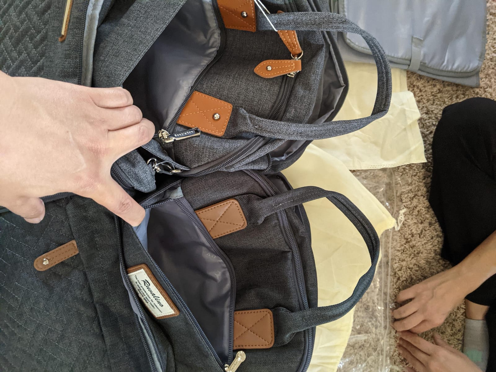 BabbleRoo Diaper Bag Backpack - Baby Essentials Travel Tote - Multi Function Water Resistant Diaper Bag, Travel Essentials Baby Bag with Changing Pad, Stroller Straps & Pacifier Case - Dark Gray customer photo 2