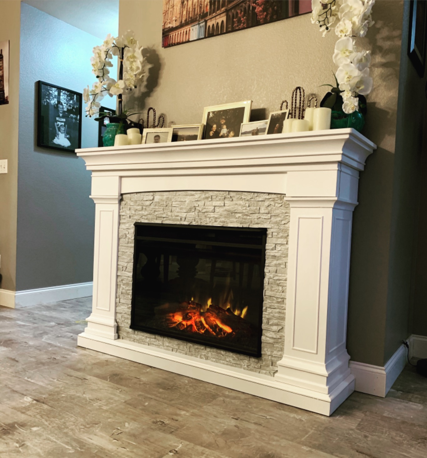 Real Flame Deland Grand Electric Indoor Fireplace with Remote Control, Realistic Infrared Fireplace with Heater, White customer photo 1