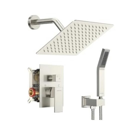 SR SUN RISE Shower Faucet Set 10-Inch Rainfall Shower Head Matte Black | Wall-Mounted Shower System with Handle Solid Brass Valve and Trim Kit Included customer photo 1