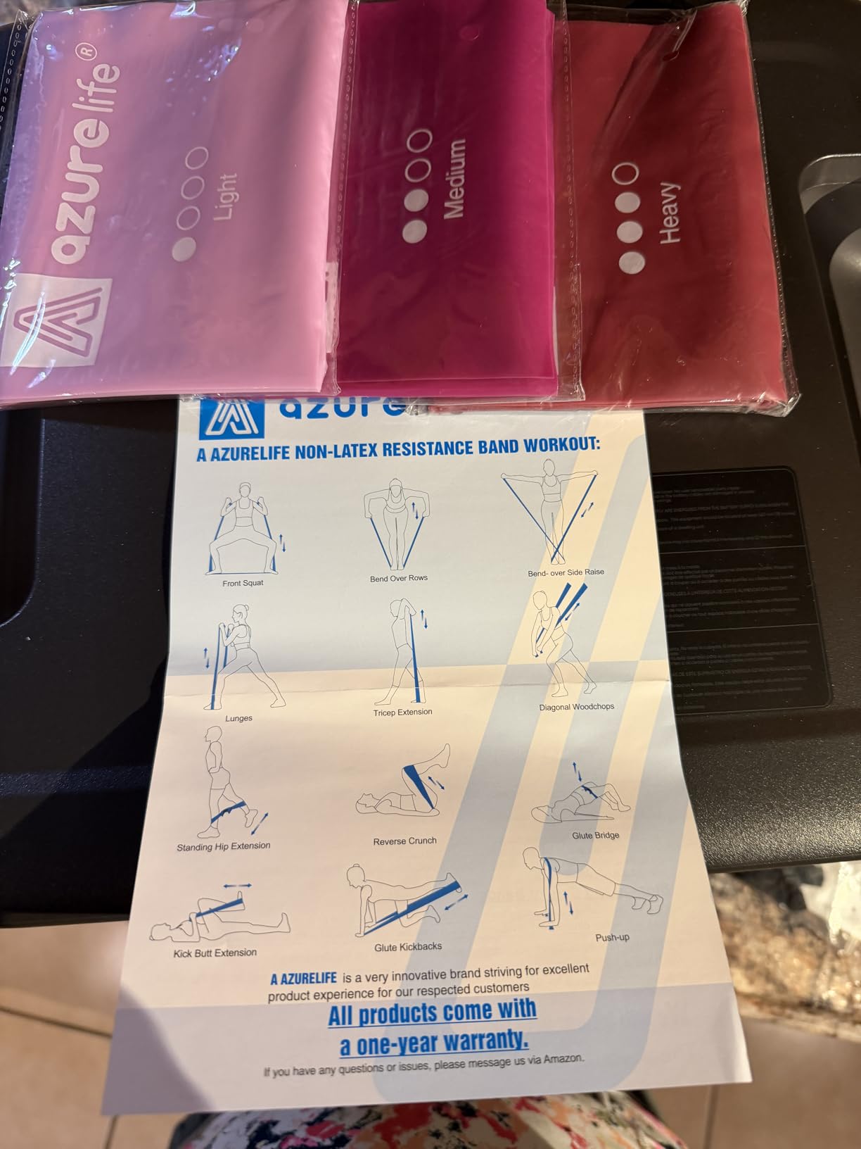 A AZURELIFE Resistance Bands, Professional Long Non-Latex Elastic Stretch Bands, Exercise Bands for Physical Therapy, Yoga, Pilates, Rehab, at-Home or The Gym Workouts, Strength Training customer photo 1