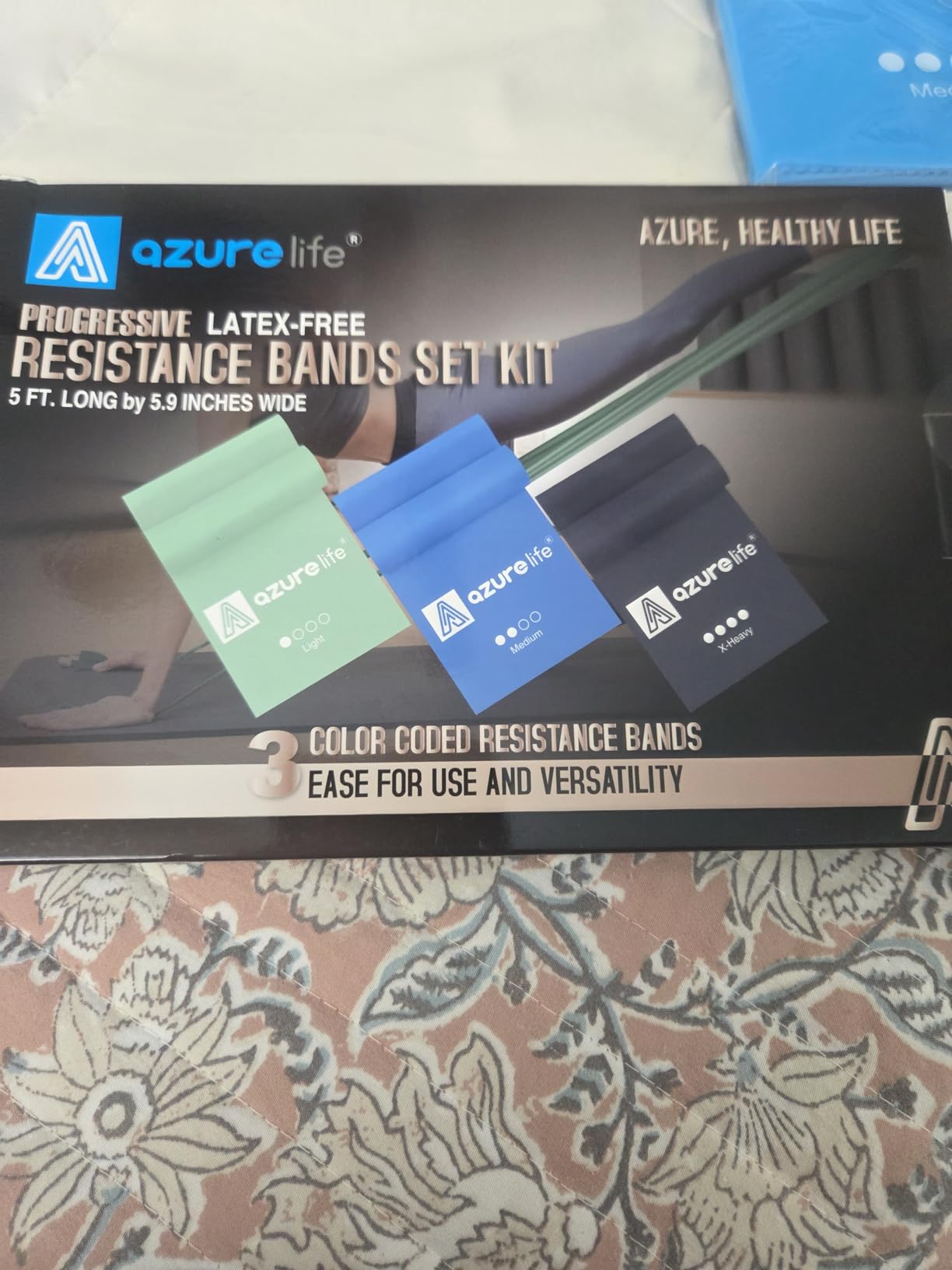 A AZURELIFE Resistance Bands, Professional Long Non-Latex Elastic Stretch Bands, Exercise Bands for Physical Therapy, Yoga, Pilates, Rehab, at-Home or The Gym Workouts, Strength Training customer photo 2