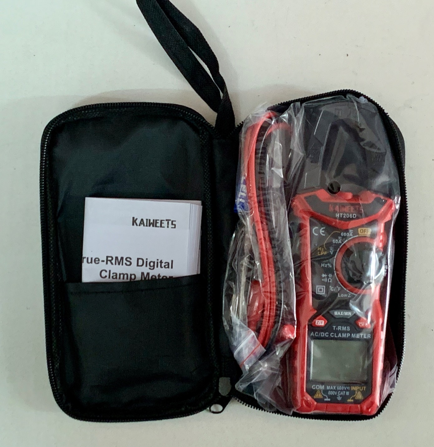 KAIWEETS HT206D Digital Clamp Meter T-RMS 6000 Counts, Multimeter Voltage Tester Auto-ranging, Measures Current Voltage Temperature Capacitance Resistance Diodes Continuity Duty-Cycle customer photo 1