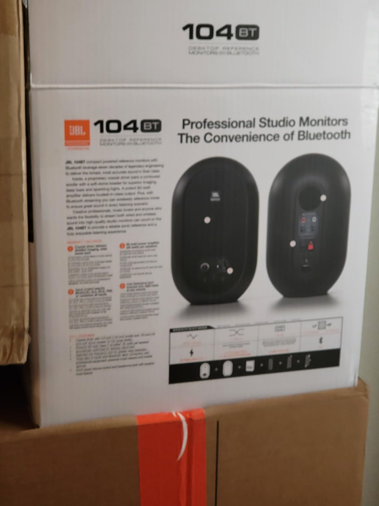 JBL Professional 1 Series 104-BT Compact Desktop Reference Monitors with Bluetooth, Black, Sold as Pair, 4.5-inch Speaker | 4.5 Coaxial Woofer and 0.75 Soft-Dome Tweeter, 60W Class D, Trs and Rca and Aux, Front Headphone Jack customer photo 1