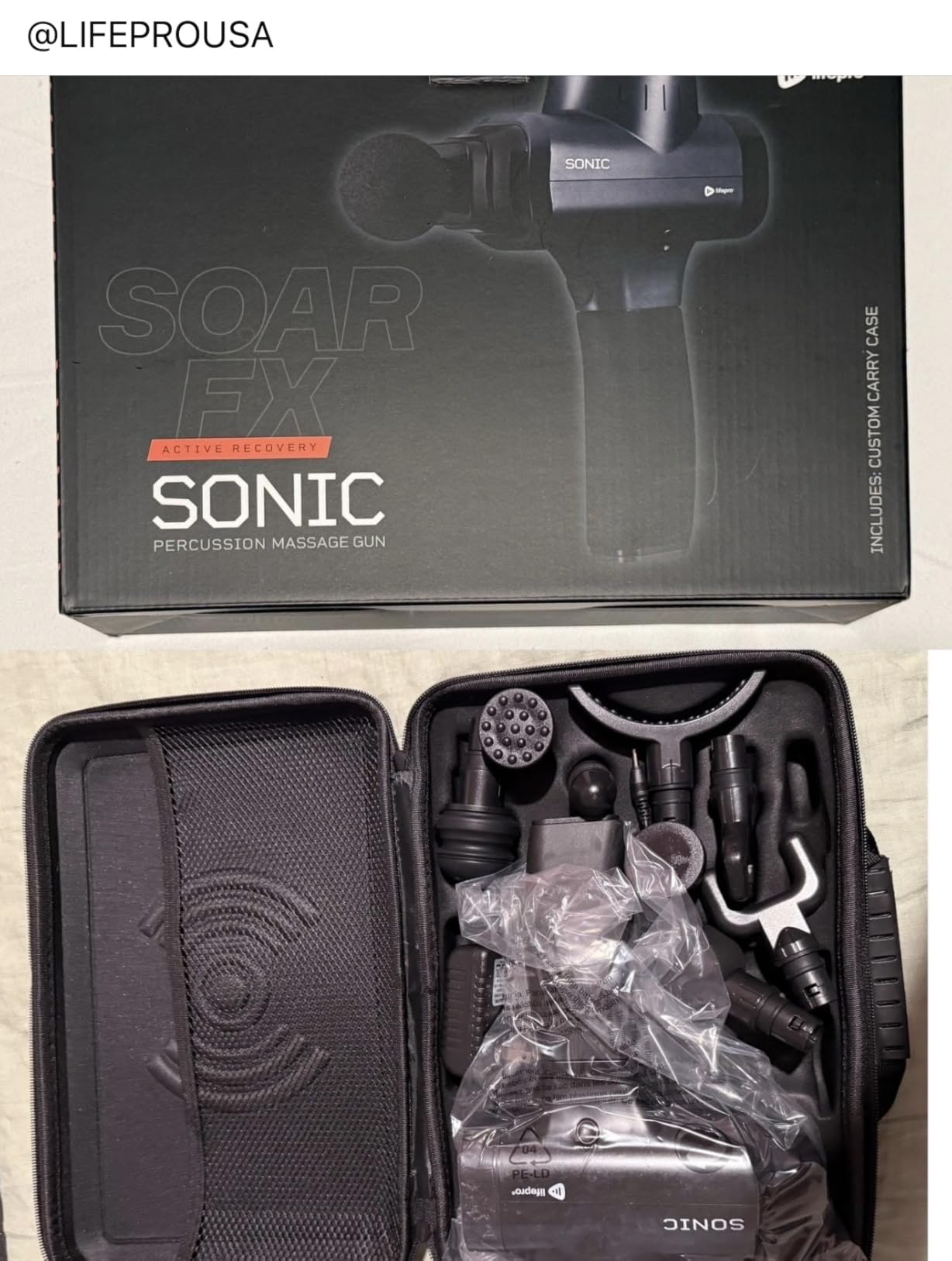 Lifepro Sonic Massage Gun - Percussion Muscle Massager for Athletes with 8 Massage Heads and 5 Speed Settings - Deep Tissue Back and Muscle Massage Gun for Recovery customer photo 2