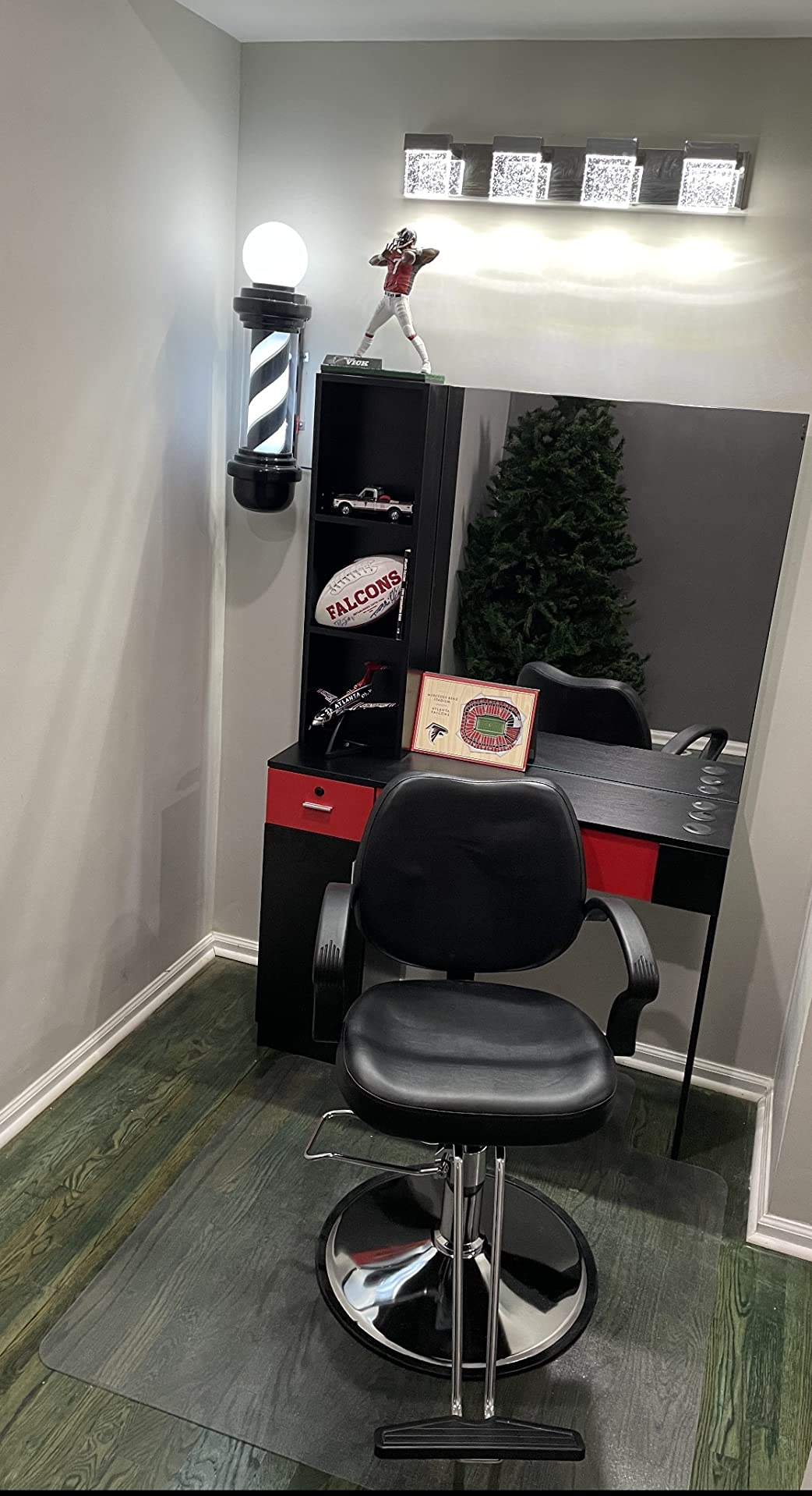Artist hand Wall Mount Salon Station Barber Stations Styling Station Barber Beauty Spa Salon Equipment Set with Mirror,Left Shelf (Black) customer photo 2