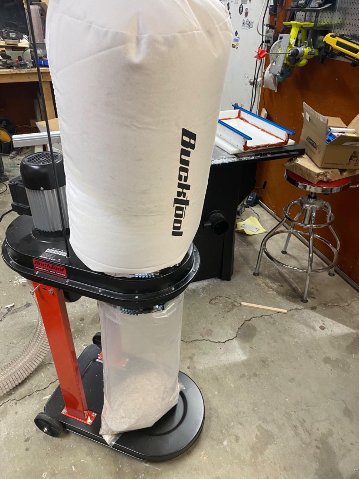 BUCKTOOL 1.2 HP Auto Start 750CFM Dust Collector with 3 Dust Collection Bag, 5.4 Cubic Bag Capacity and 5 PCS Reducer for Woodworking DC50 customer photo 1