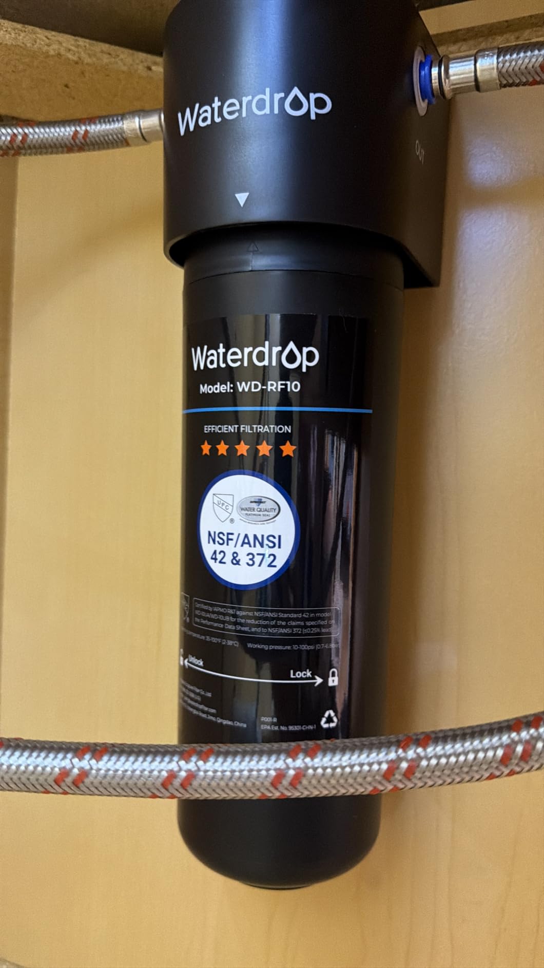 Waterdrop 10UA Under Sink Water Filter System, NSF/ANSI 42 Certified 1 Year | Reduces PFAS, PFOA/PFOS, Lead, Chlorine, Bad Taste & Odor, Under Counter Water Filter Connects Directly to Your Faucet customer photo 2