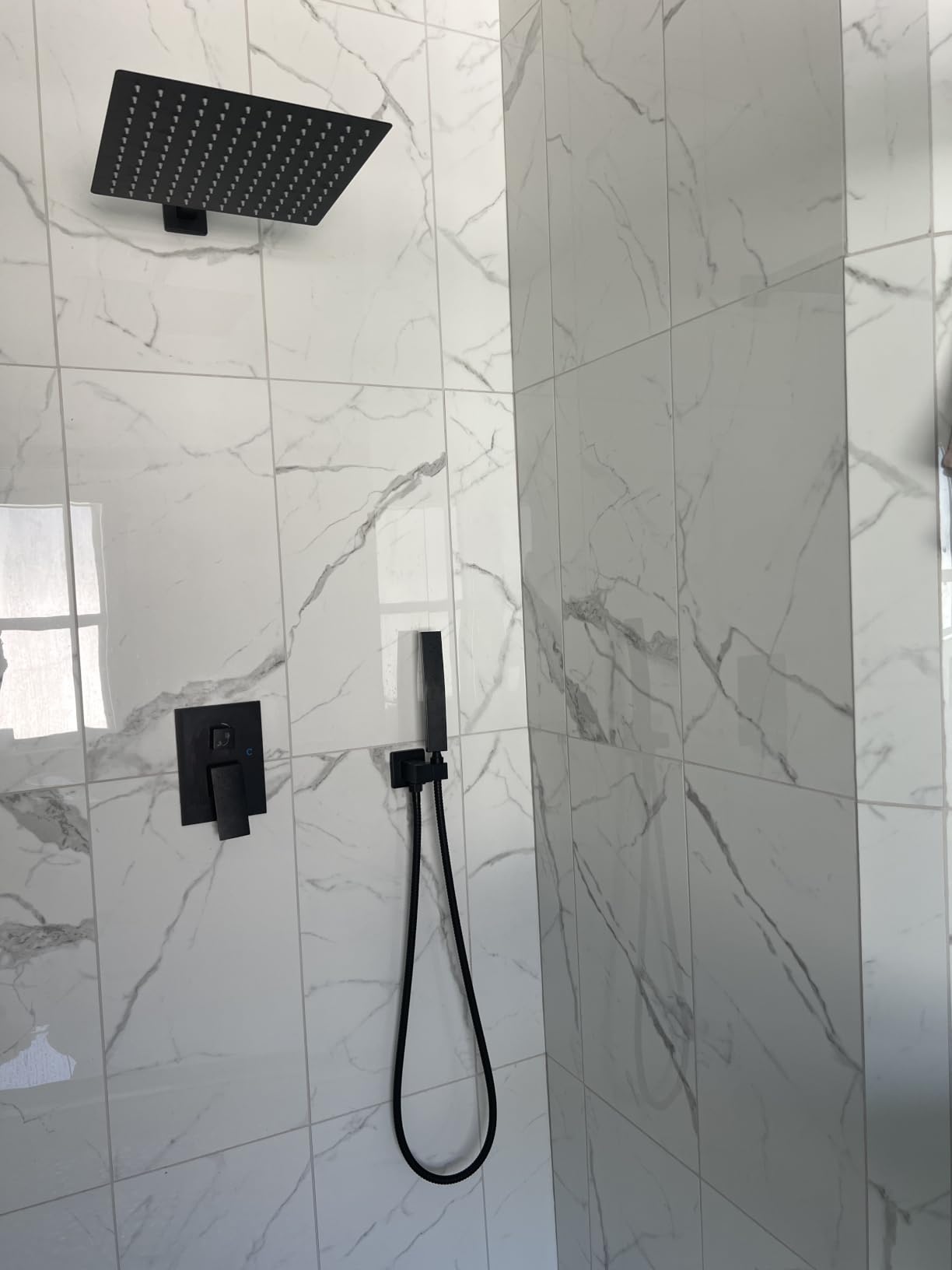 gotonovo Shower Faucet Set with Handheld Spray Matte Black, 12 Inch Head | SUS304 Rainfall Shower Head and Handle Set System Fixture, Pressure Balance Valve Trim Kit, All Metal customer photo 2