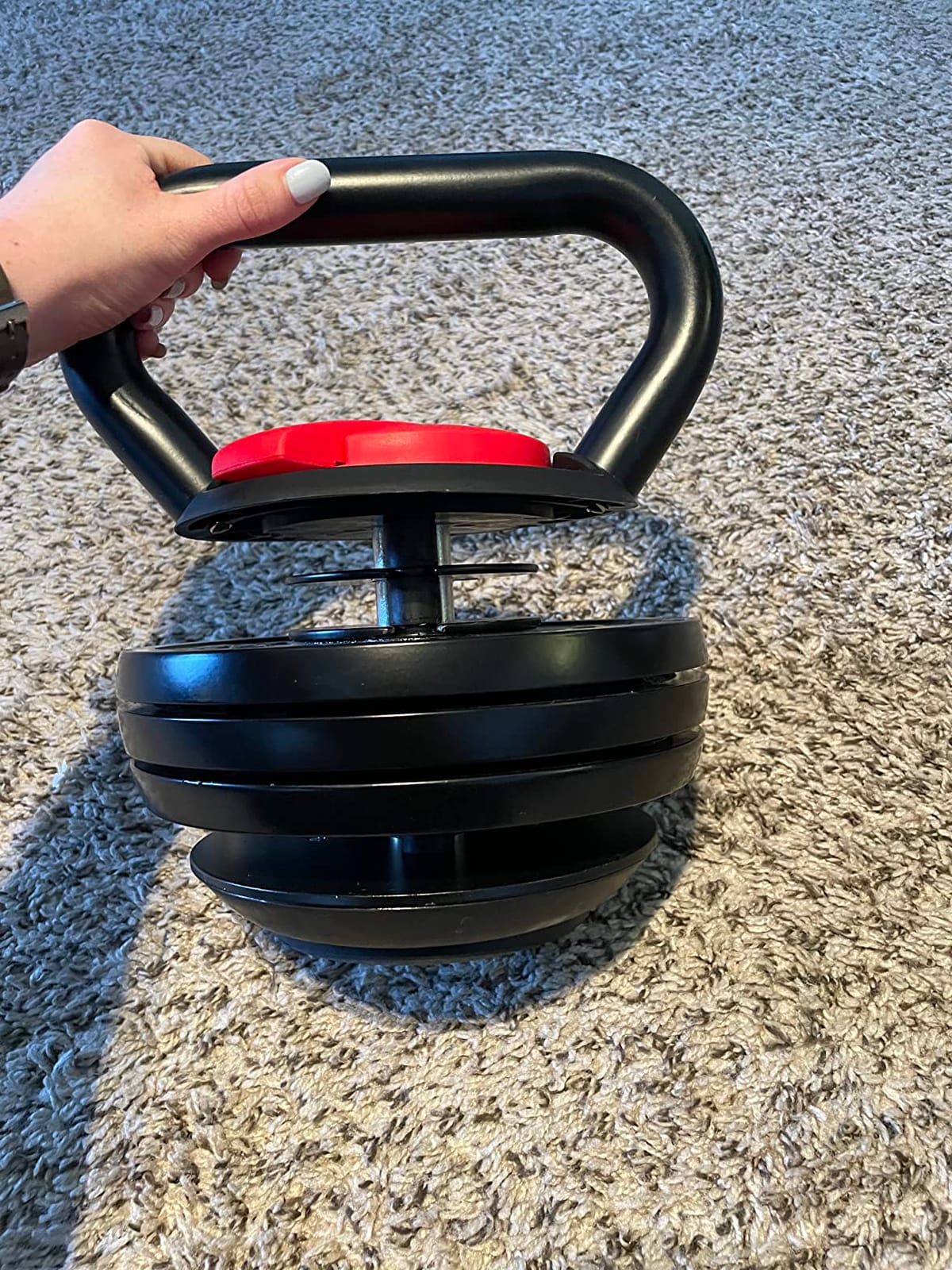 Yes4All Adjustable Kettlebell Set, 20-40 LB Weight Set, Solid Cast Iron Handle with Spacer Disks & Secure Lock, Space-Saving Kettlebell for Home Gym Strength Training, Black customer photo 2