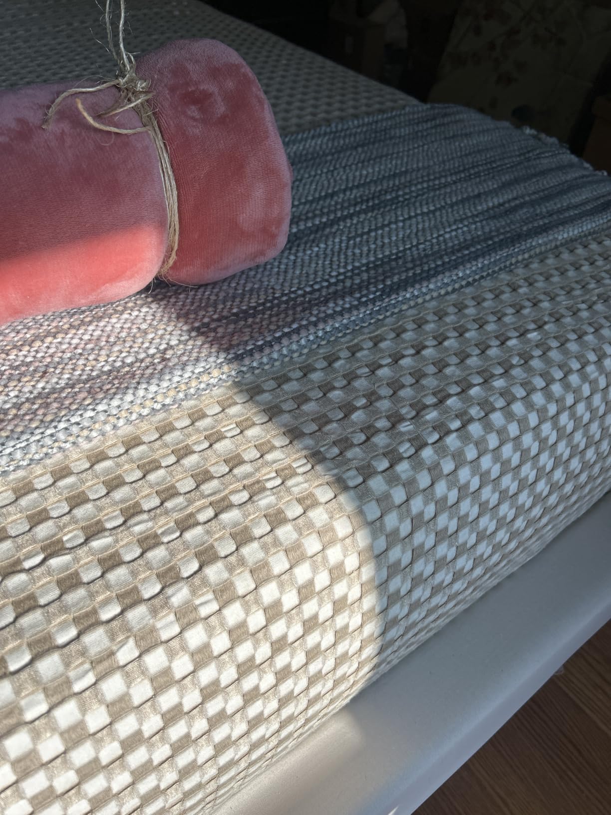 Bedsure Cooling Waffle Queen Size Blanket - Lightweight Cotton Summer Blanket of Rayon Derived from Bamboo for Hot Sleepers, Luxury Throws for Bed, Couch and Sofa, Ivory, 90x90 Inches customer photo 2