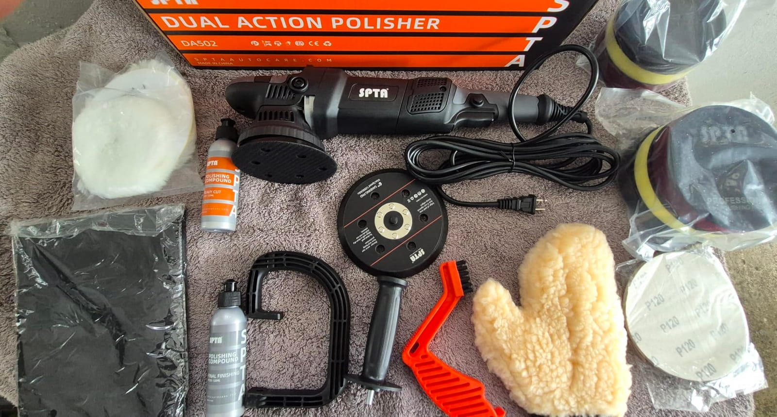 SPTA 5-Inch 125mm Dual Action Random Orbital Car Polisher, Car Detailing Kit, 4Pcs 5inch & 4Pcs 6Inch Polishing Pad, Packing Bag for Car Polishing and Waxing--DAPSET-US customer photo 1