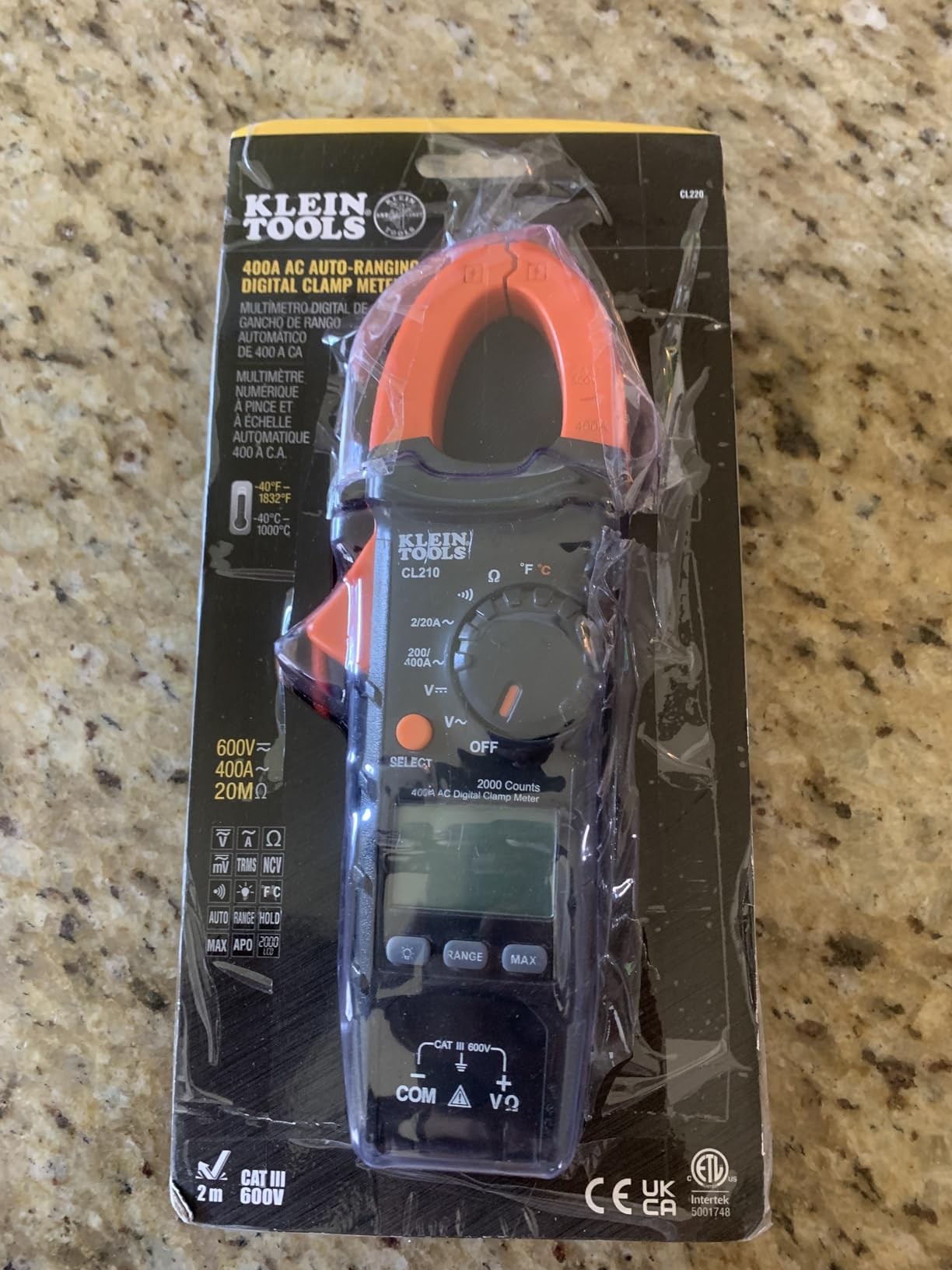 Klein Tools CL220 Digital Clamp Meter, Auto-Ranging 400 Amp AC, AC/DC Voltage, TRMS, Resistance, Continuity, NCVT Detection, and Temp customer photo 2