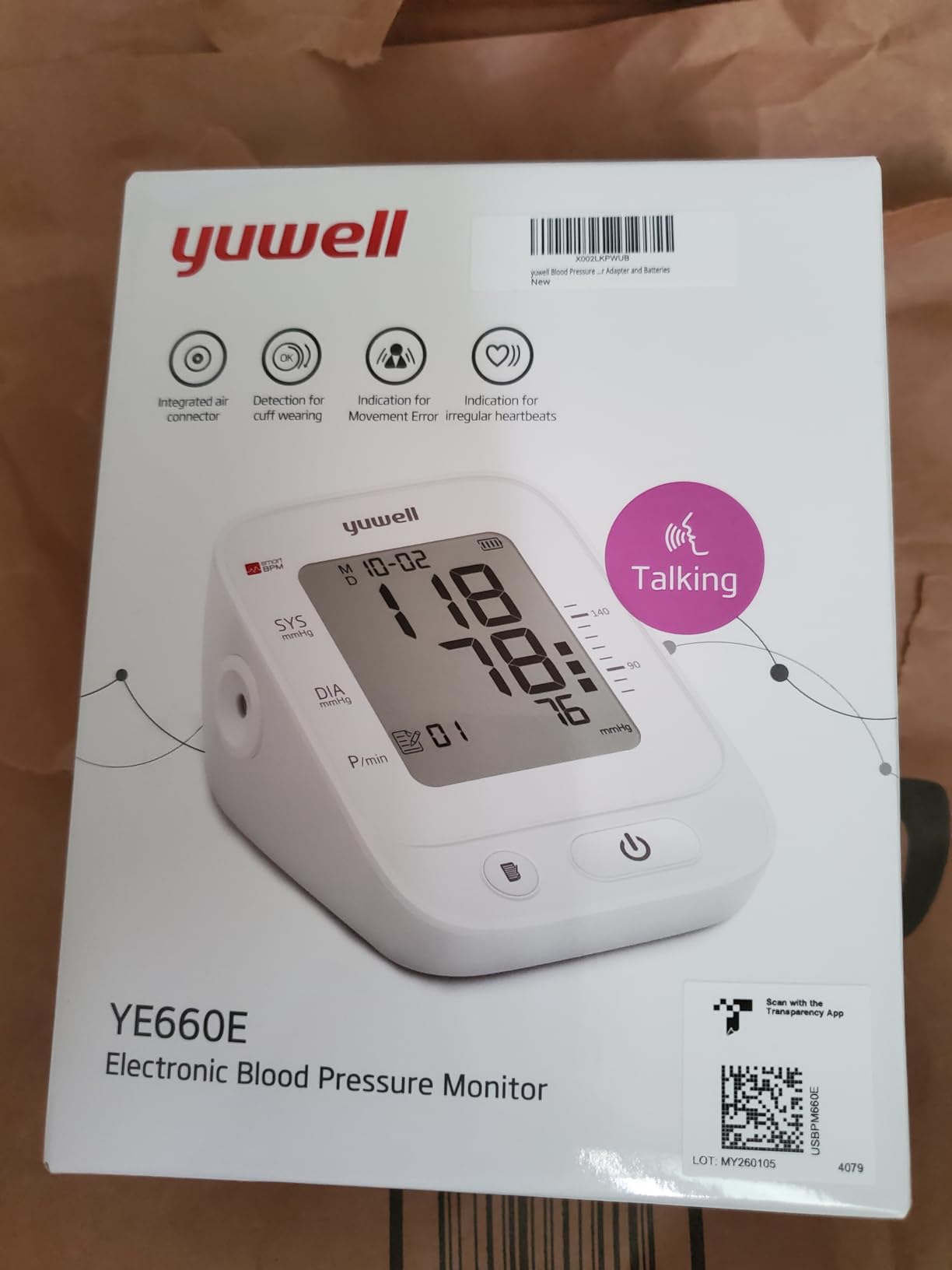 yuwell Blood Pressure Monitor, Large Upper Arm Blood Pressure Cuff, Digital Blood Pressure Machine for Home Use, Large Display, Stores 99 Readings, Voice Broadcasting with Power Adapter and Batteries customer photo 2