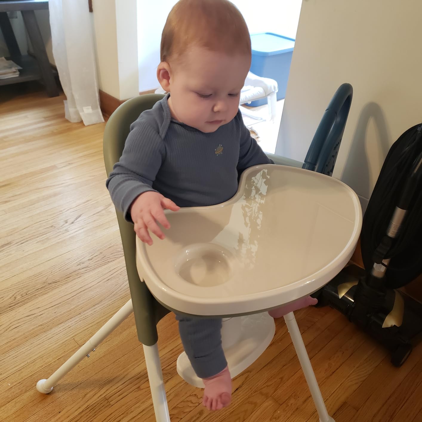 Mallify Foldable High Chair, Space-Saving Portable Baby High Chair with Removable Double Tray, Modern Convertible Baby Feeding Chair, Lightweight, Easy to Clean, Beige customer photo 1