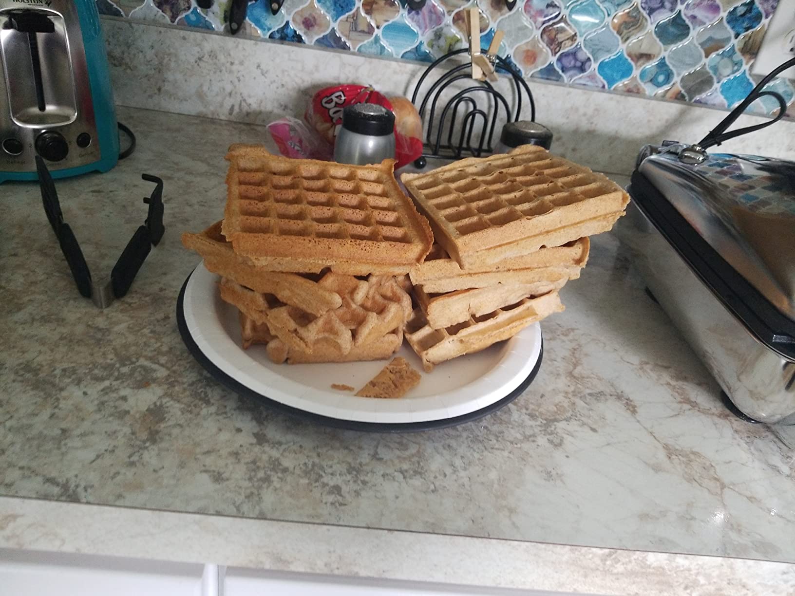 All-Clad Stainless Steel Waffle Maker 4 Section, Thick Belgium Waffle Makers, Upright Storage 1600 Watts, Nonstick, 6 Browning Levels, Dishwasher Safe customer photo 2