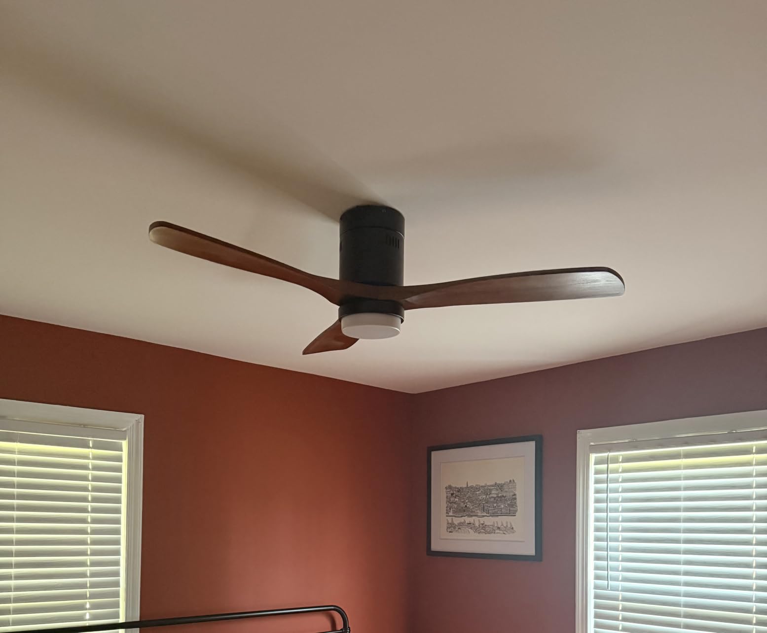 Sofucor 52 Inch Ceiling Fans with Lights and Remote, Low Profile | Flush Mount, Quiet Reversible DC Motor, 3CCT Dimmable, 6 Speeds, Indoor/Outdoor/Bedroom/Living Room/Farmhouse/Patio, Brown customer photo 1