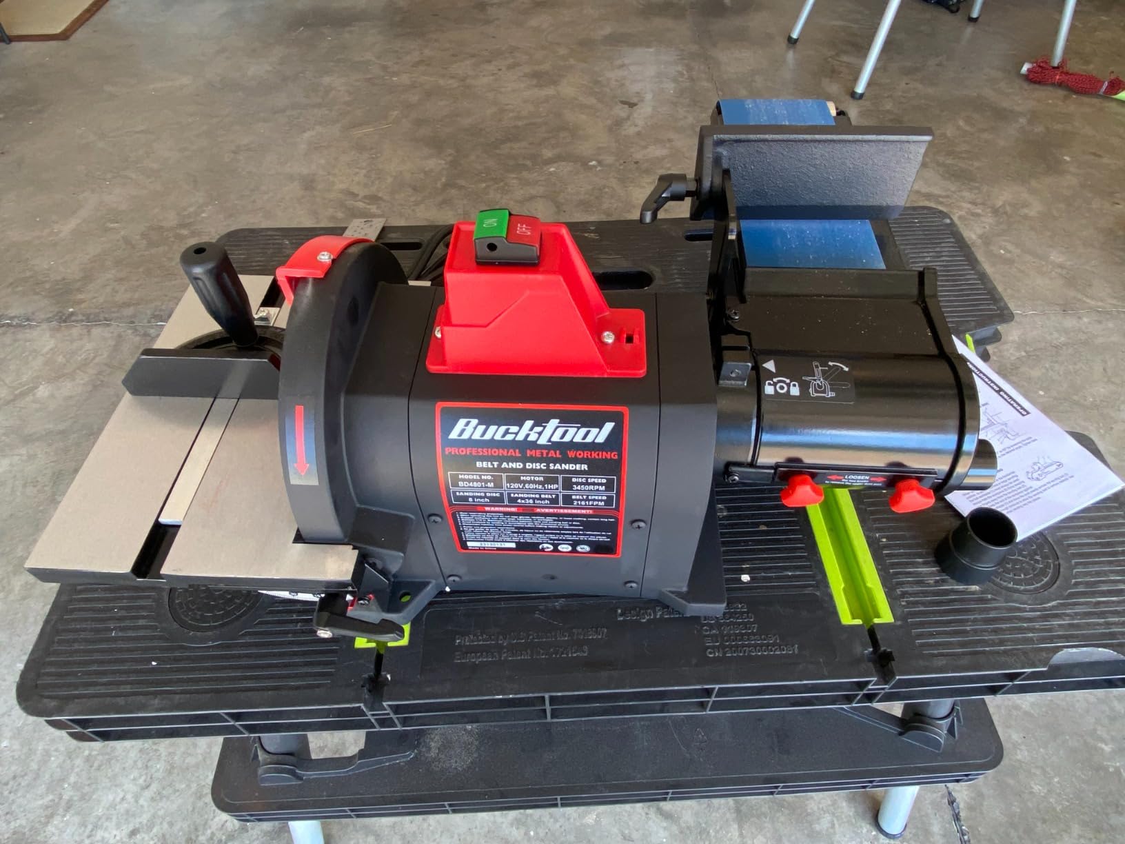BUCKTOOL Pro 1HP Bench Belt Sander for Metal Working, 4 x 36 in Belt and 8 in Disc Sander with 1HP Direct-drive Motor, BD4801-M, Belt Disc Sander with Knife Grinding Jig customer photo 1