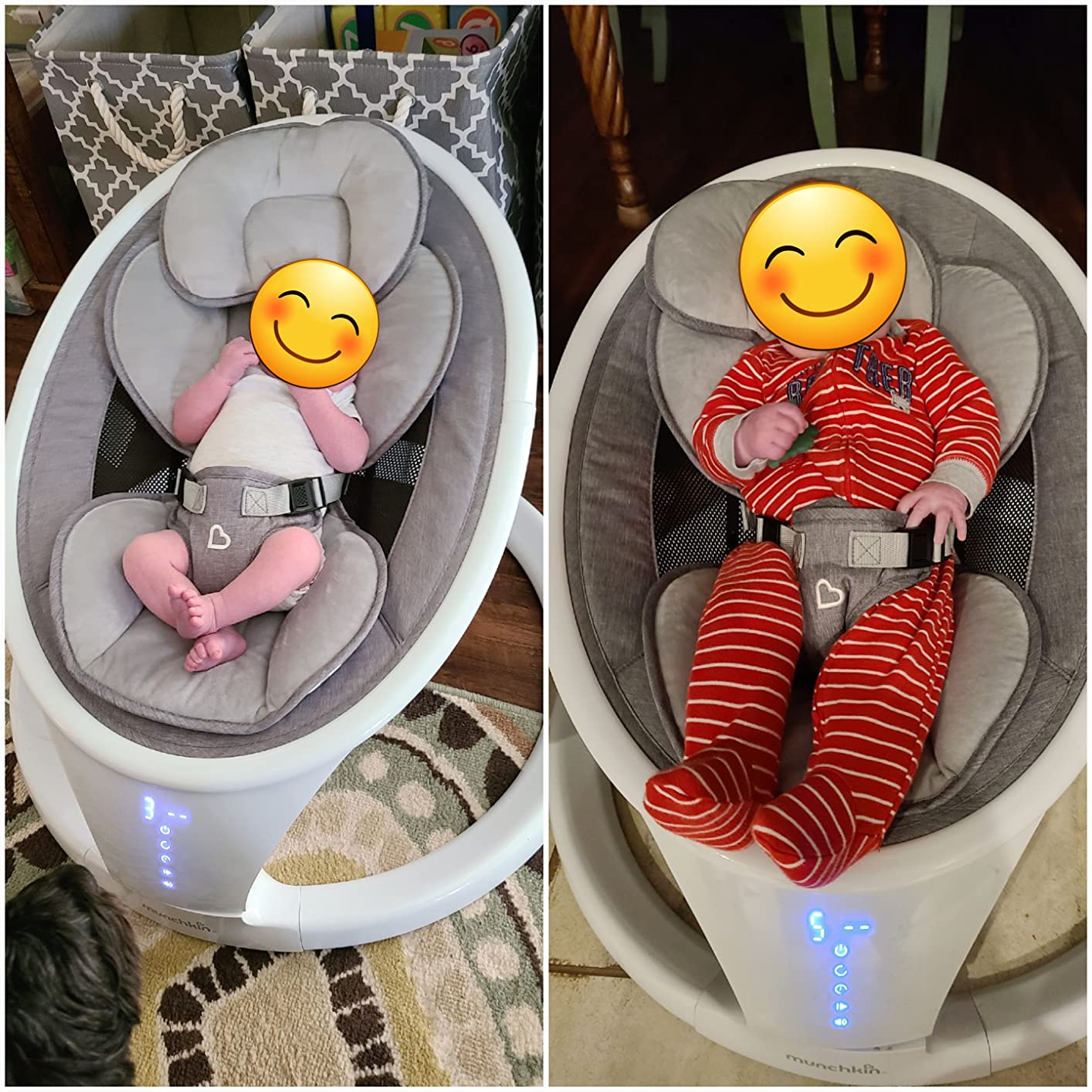 Munchkin Electric Baby Swing, Portable and Lightweight, Bluetooth Enabled Infant Rocker with Natural Sway in 5 Ranges of Motion, White/Grey customer photo 2