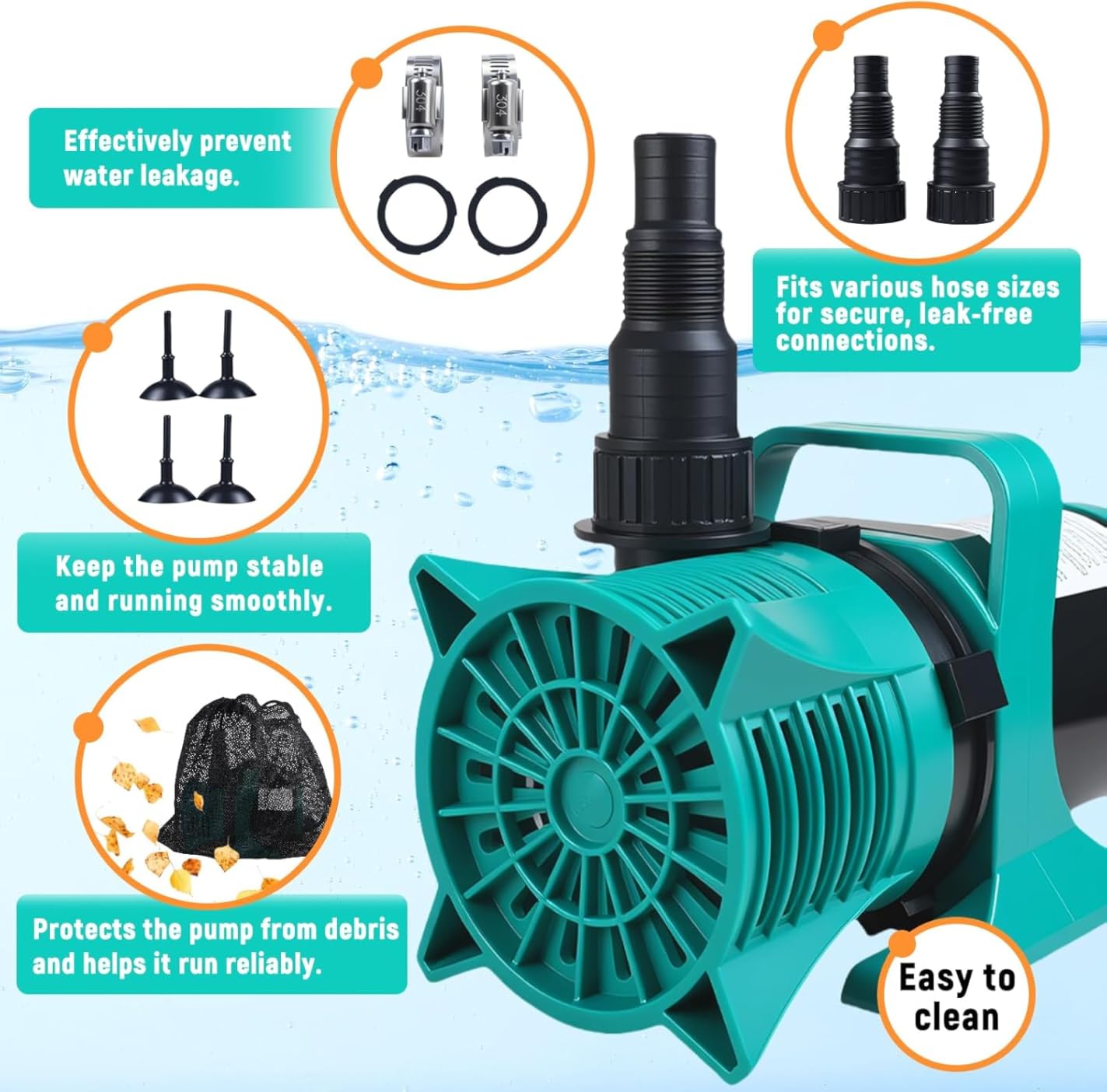 WaterRebirth 100W 1700 GPH Pond Pump, Ultra Quiet Heavy Duty Submersible Water Pump for Koi Ponds, Fountains, Aquariums & Waterfalls, 20.3 ft Power Cord, UL Listed customer photo 2