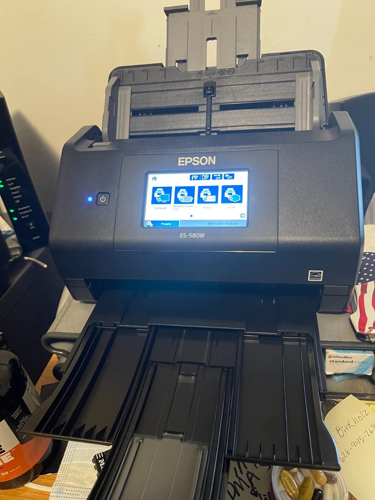 Epson Workforce ES-580W Wireless Color Duplex Desktop Document Scanner | For Computers including PC and Mac 100 Sheet ADF 4.3 in Touchscreen Black customer photo 1
